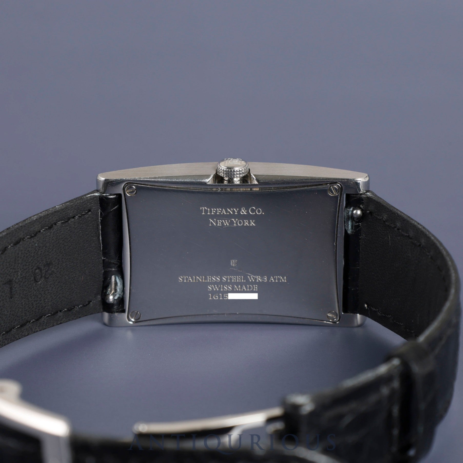 ティファニー イーストウエスト 34677352 クォーツ SS 革 純正Dバックル(SS) ブラック文字盤 オーバーホール済み