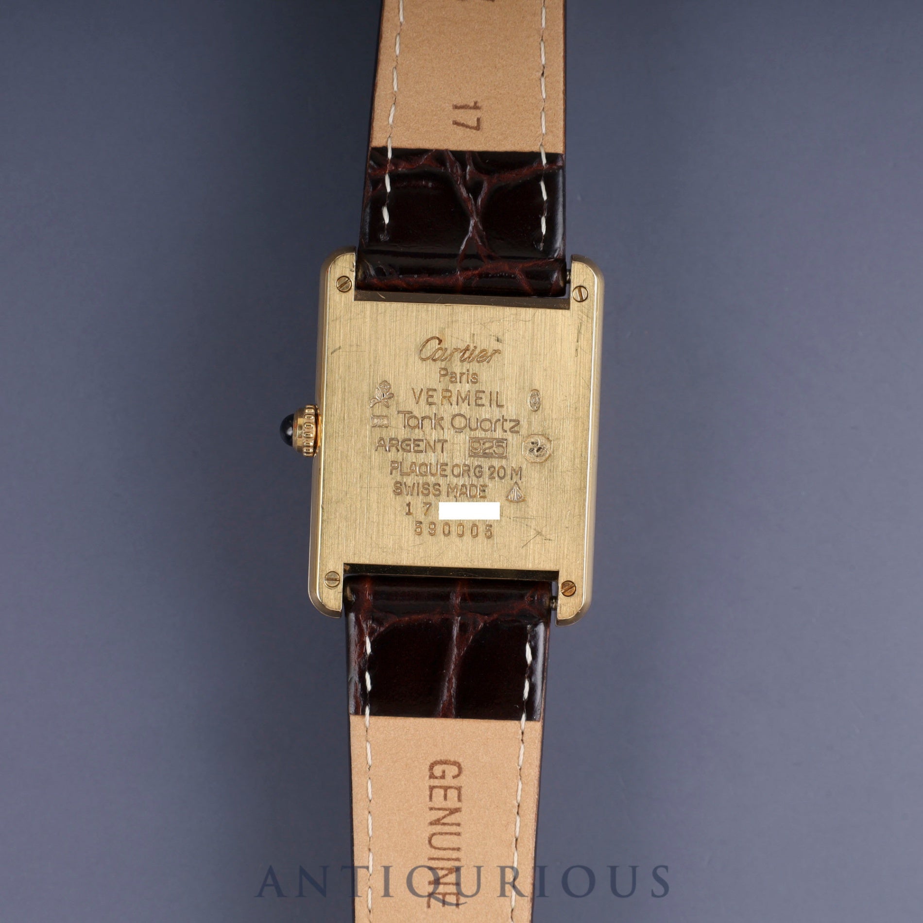 カルティエ マストタンク LM W1002753 / 590005 クォーツ Cal.90 SV925 革 純正尾錠(GP)アイボリーローマン文字盤 オーバーホール済み