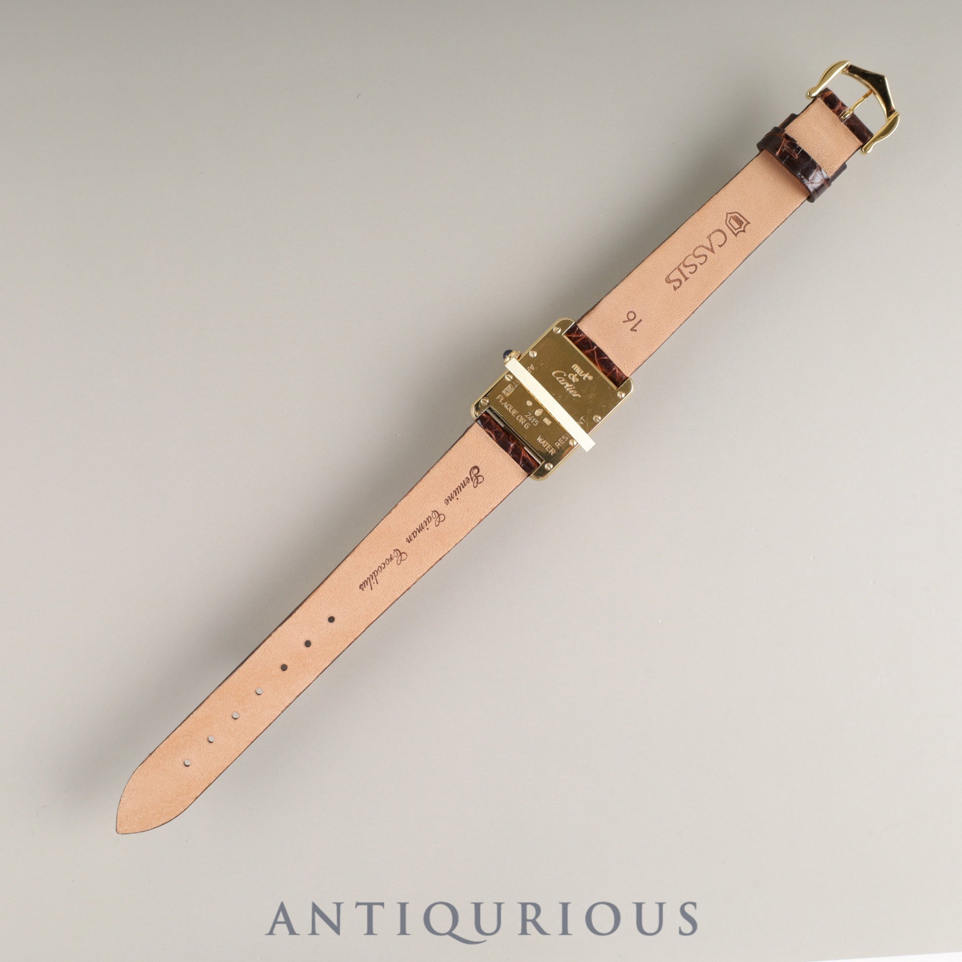 カルティエ マストタンク MM 2415 クォーツ Cal.057 SV925 革 純正尾錠(GP) アイボリーローマン文字盤(ガラス小傷) 箱 冊子 保証書(2004年)オーバーホール済み