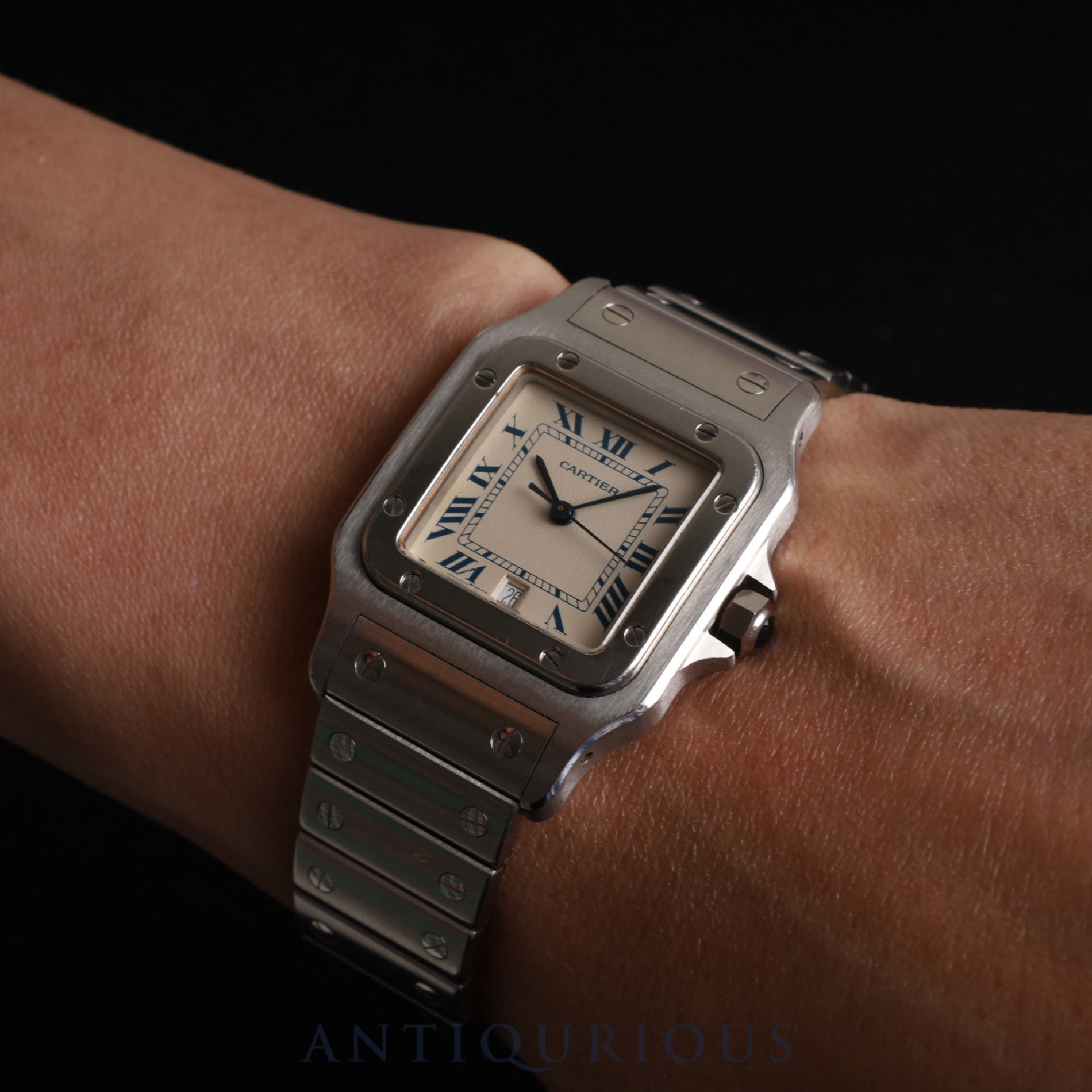カルティエ サントス ガルベ LM W20018D6 / 987901 クォーツ Cal.87 SS SS ホワイトローマン文字盤 オーバーホール済み