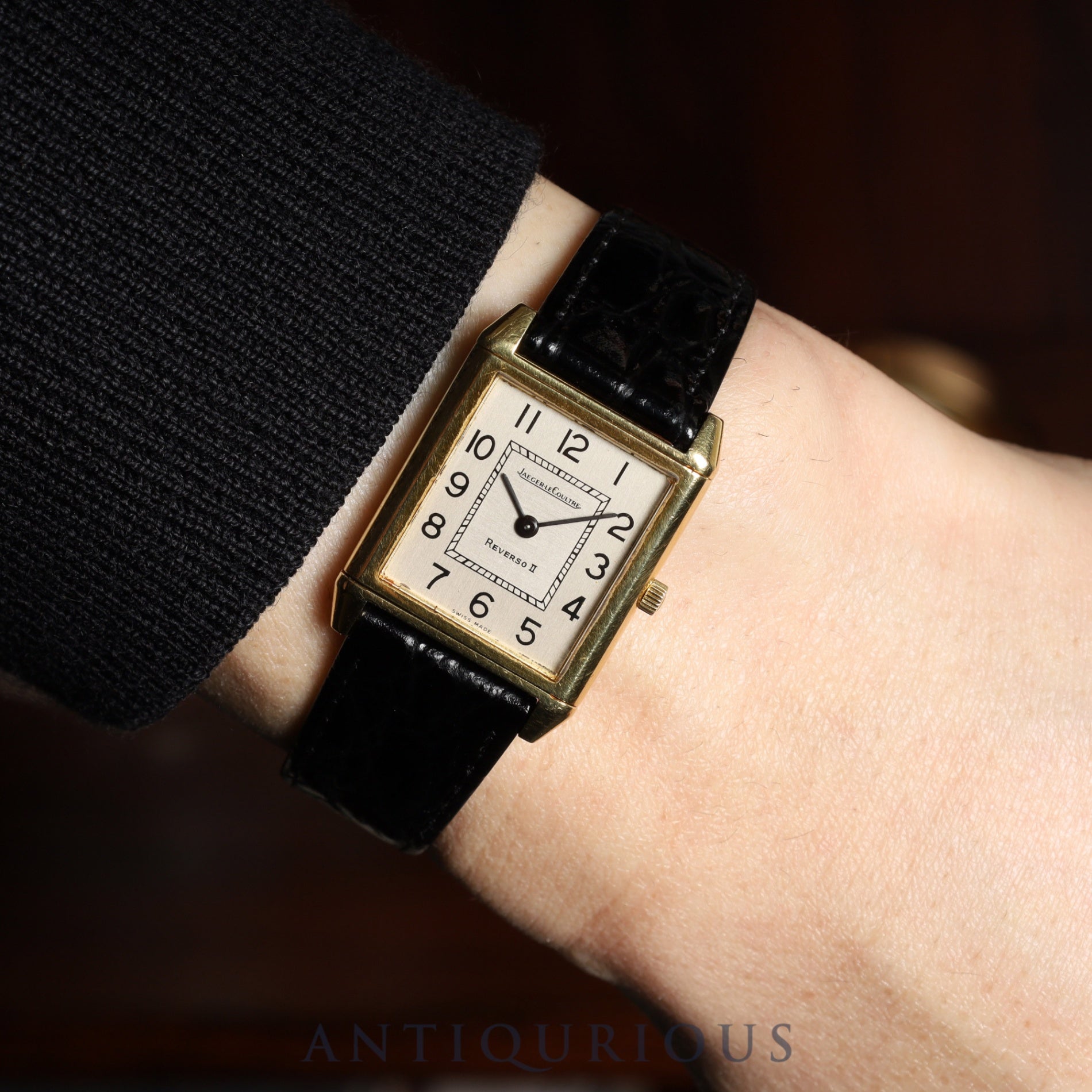 ジャガー・ルクルト レベルソⅡ 1410031 手巻き Cal.- 750 革 純正尾錠(GP) シルバーアラビア文字盤 1980年代製 オーバーホール済み