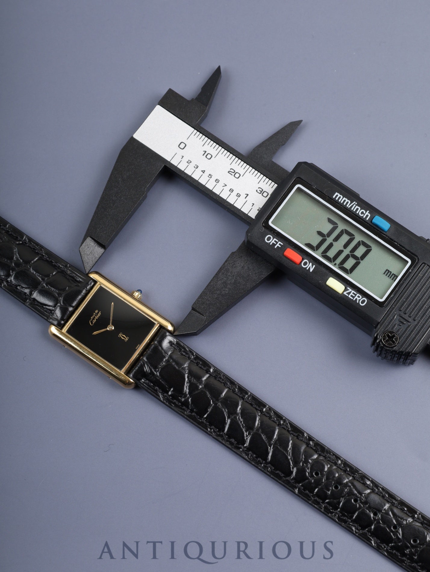 カルティエ マストタンク LM 6 81006 クォーツ Cal.81 SV925 革 純正尾錠(GP) オニキス文字盤 箱 冊子 保証書(1987年) タグ オーバーホール済み