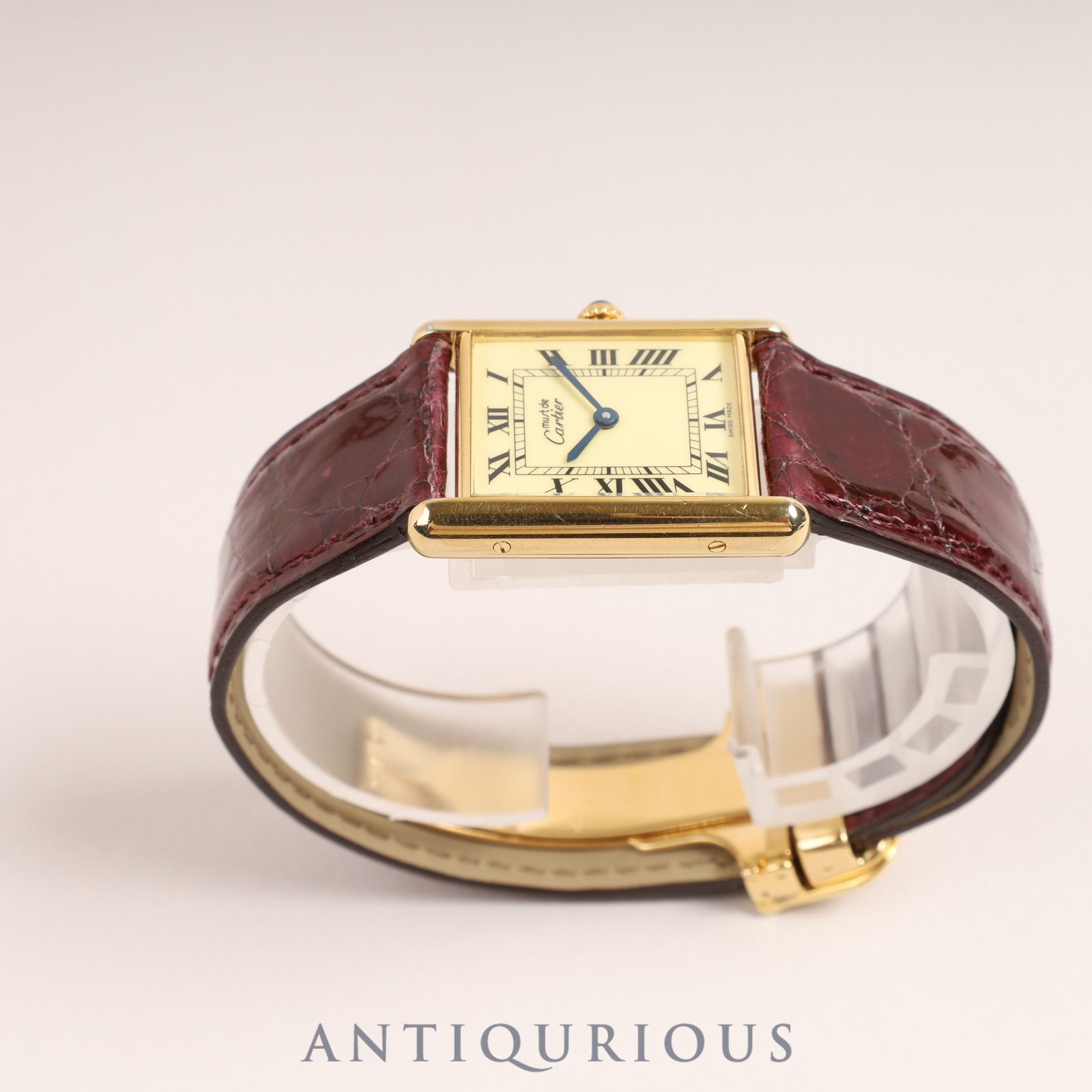 Cartier Must Tank LM QZ Ivory Roman Dial D Buckle Fully Serviced