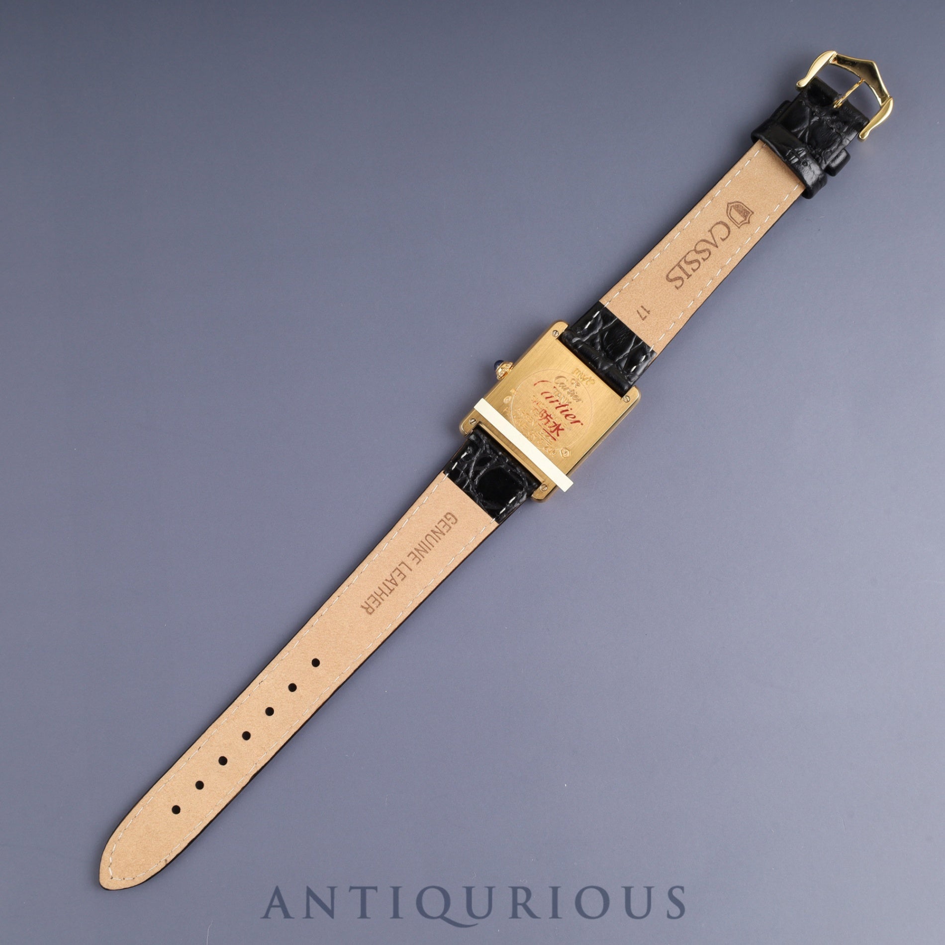 Cartier Must Tank LM 1615 Quartz Caliber 690 SV925 Leather Strap with Genuine GP Buckle, Ivory Roman Dial, Circa 1996-1998, Box, Overhauled