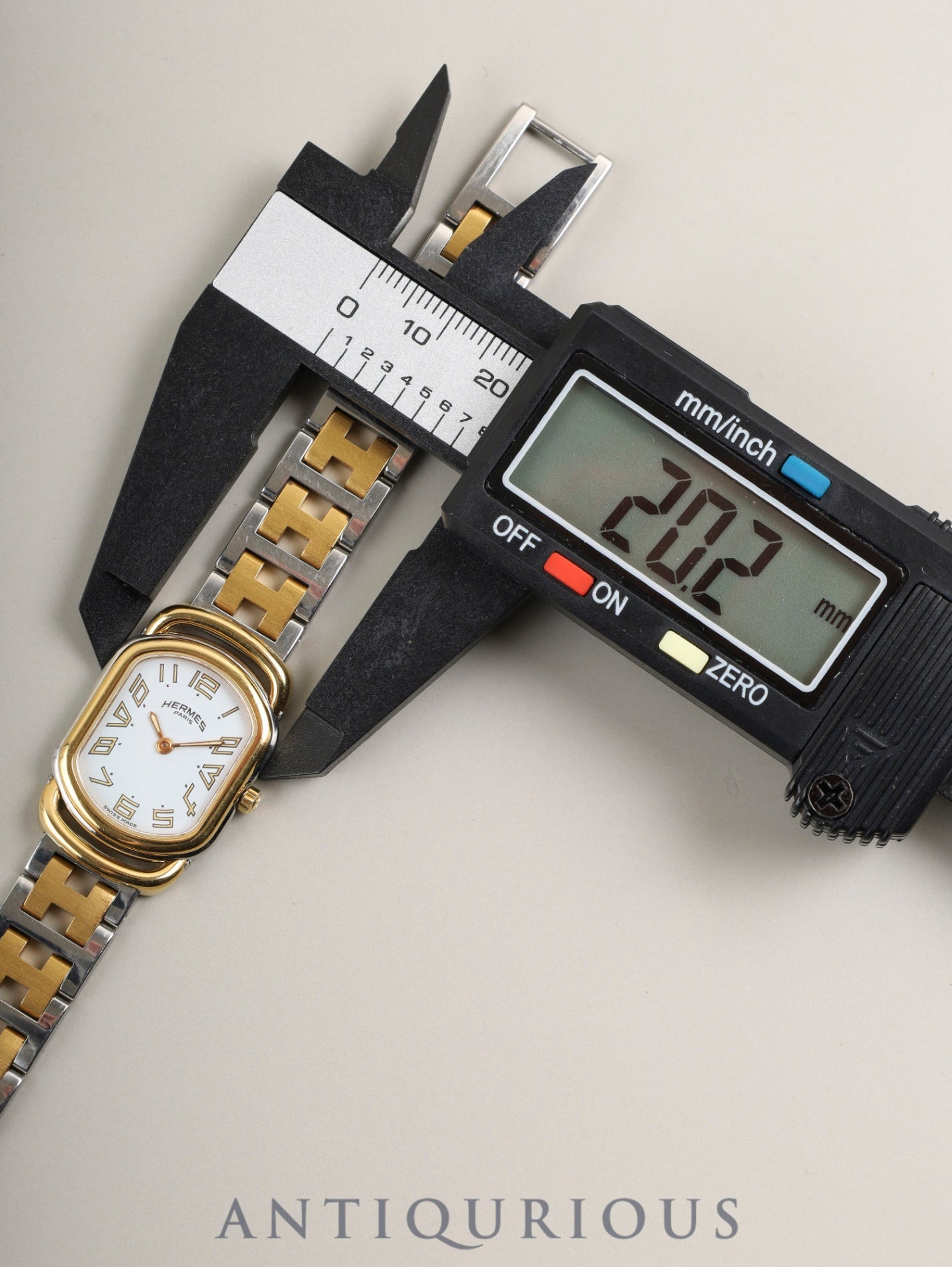 エルメス ラリー クォーツ Cal.976.001 SS/GP SS/GP ホワイト文字盤 オーバーホール済み