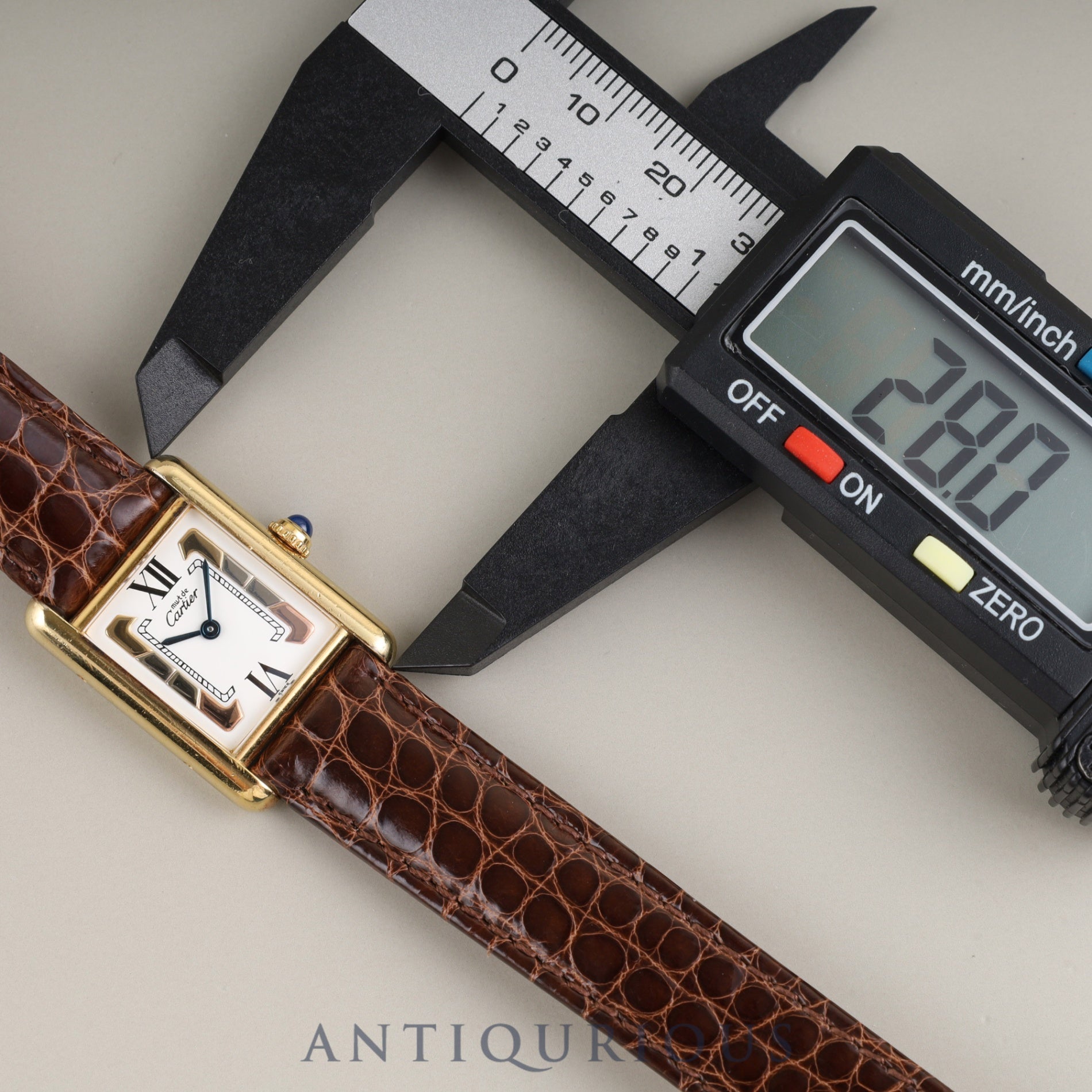 Cartier Must Tank SM 5057001 Quartz Caliber 057 SV925 Leather Strap with Genuine D-Buckle (GP) Side Trinity Dial Circa 1982-Circa 1995 Overhauled