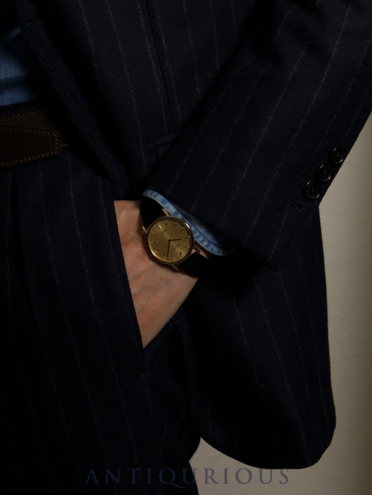 Rolex Cellini 5112, manual winding, Cal. 1601, 750YG, leather strap, original pin buckle (750YG), champagne diamond Roman numeral dial, L-series (1989-1990), repair invoice included, recently overhauled.