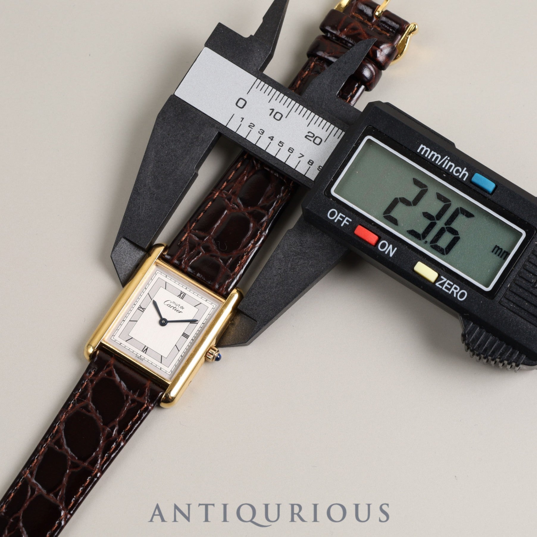 Cartier Must Tank LM QZ 6 81006 Cal.81 SV925 Leather Genuine Buckle (GP) Flying Roman Dial Overhauled