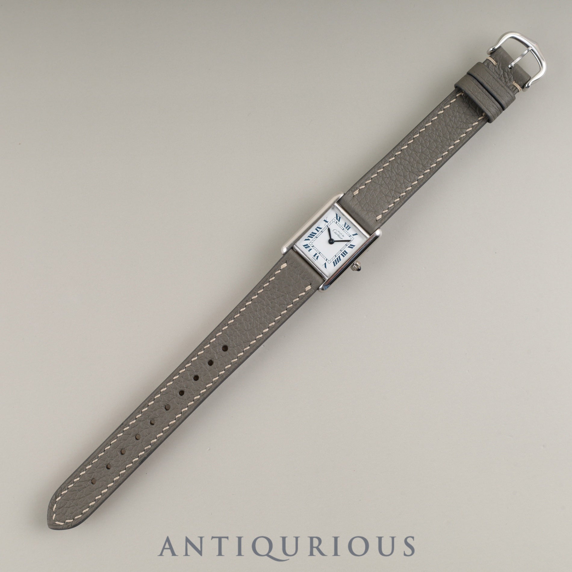 カルティエ マストタンク SM 666001 クォーツ Cal.157 SV925 革 純正尾錠(SS) ホワイトローマン文字盤 冊子 保証書(1996年)オーバーホール済み 新品仕上げ済み