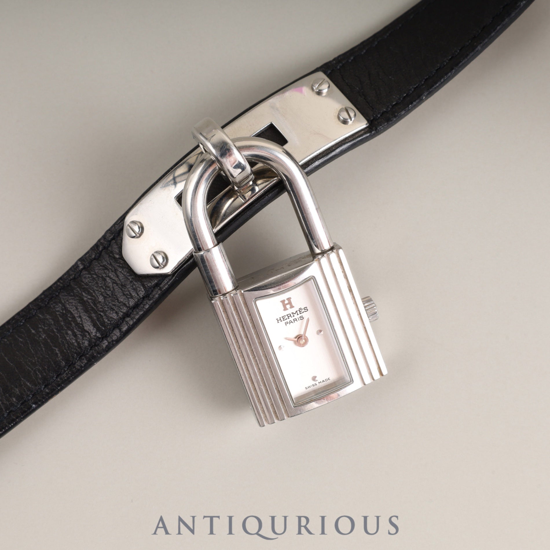 Hermes Kelly Watch KE1.210 Quartz Cal.901.001 SS Genuine leather strap (□F stamp: 2002) Genuine buckle (SS) Silver dial Box Booklet Card Warranty (2004) Overhauled