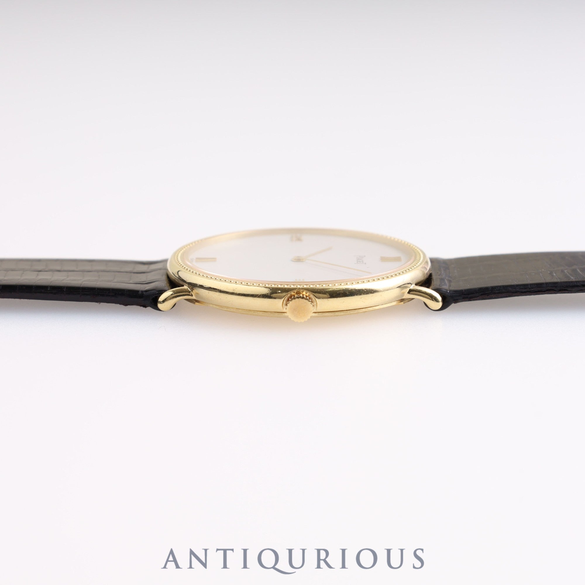 Piaget Round 90231 Manual Winding Caliber 9P2 750YG Leather Strap with Genuine Buckle (750YG) White Dial