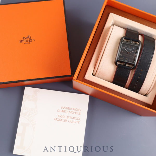 エルメス ケープコッド GM シャドウ ドゥブルトゥール CC3.711 クォーツ SS 純正革ベルト 純正尾錠(SS)ブラックアラビア文字盤 箱 冊子 調整工具 オーバーホール済み