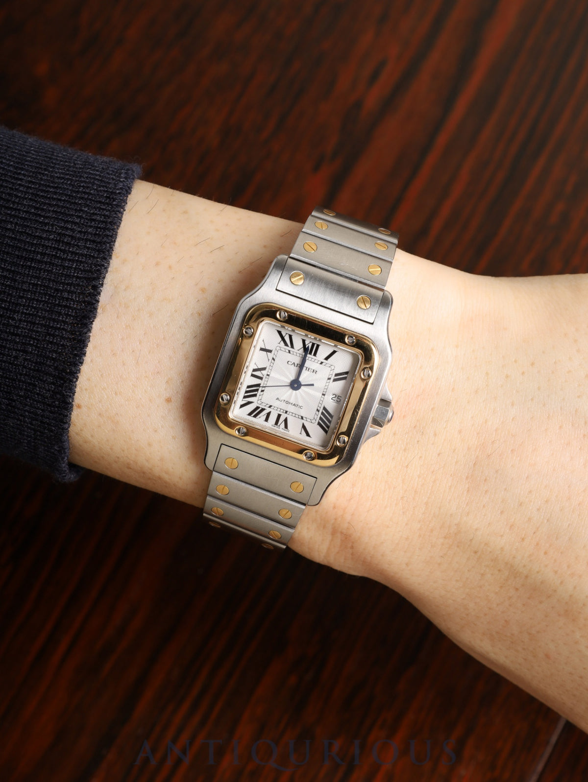 Cartier Santos Galbée LM W20058C4 / 2319 Automatic Cal.- SS SS Silver Guilloché Dial (SWISS MADE) Box, Booklet, Complete Service at Cartier Boutique