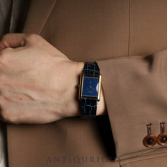 Cartier Must Tank LM Manual Winding Caliber 78-1 SV925 Leather Strap with Genuine GP Buckle, Lapis Lazuli Dial, Circa 1976-1981, Overhauled