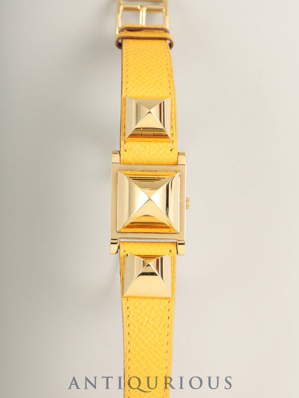 エルメス メドール 11.01 クォーツ Cal.ETA976.001 GP 純正革ベルト(◯Y刻印:1995年 / 使用感あり) 純正ピンバックル(GP)ホワイト文字盤 オーバーホール済み