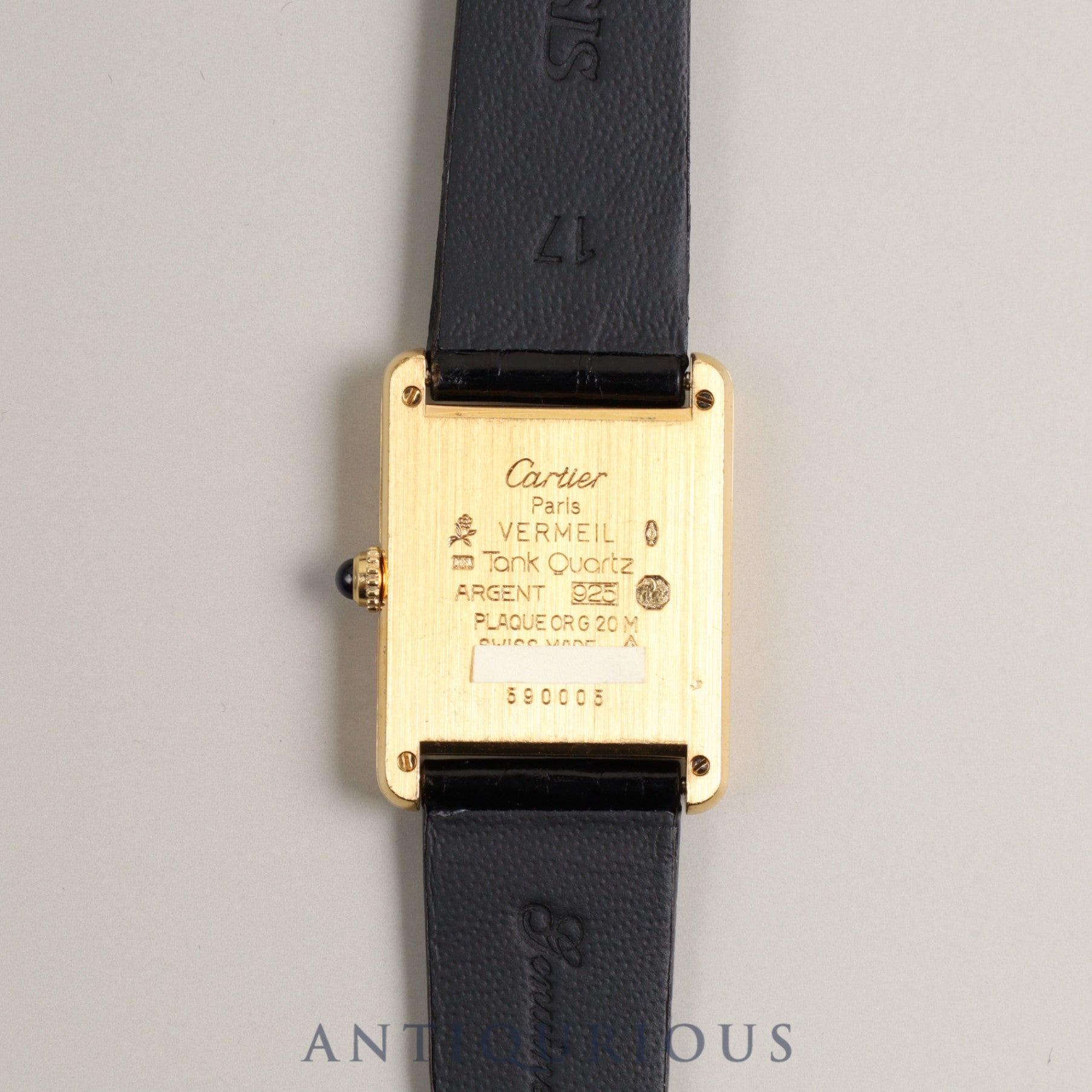 Cartier Must Tank LM QZ 590005 Cal.690 SV925 Leather Genuine Buckle (GP) Vertical Roman Dial Overhauled