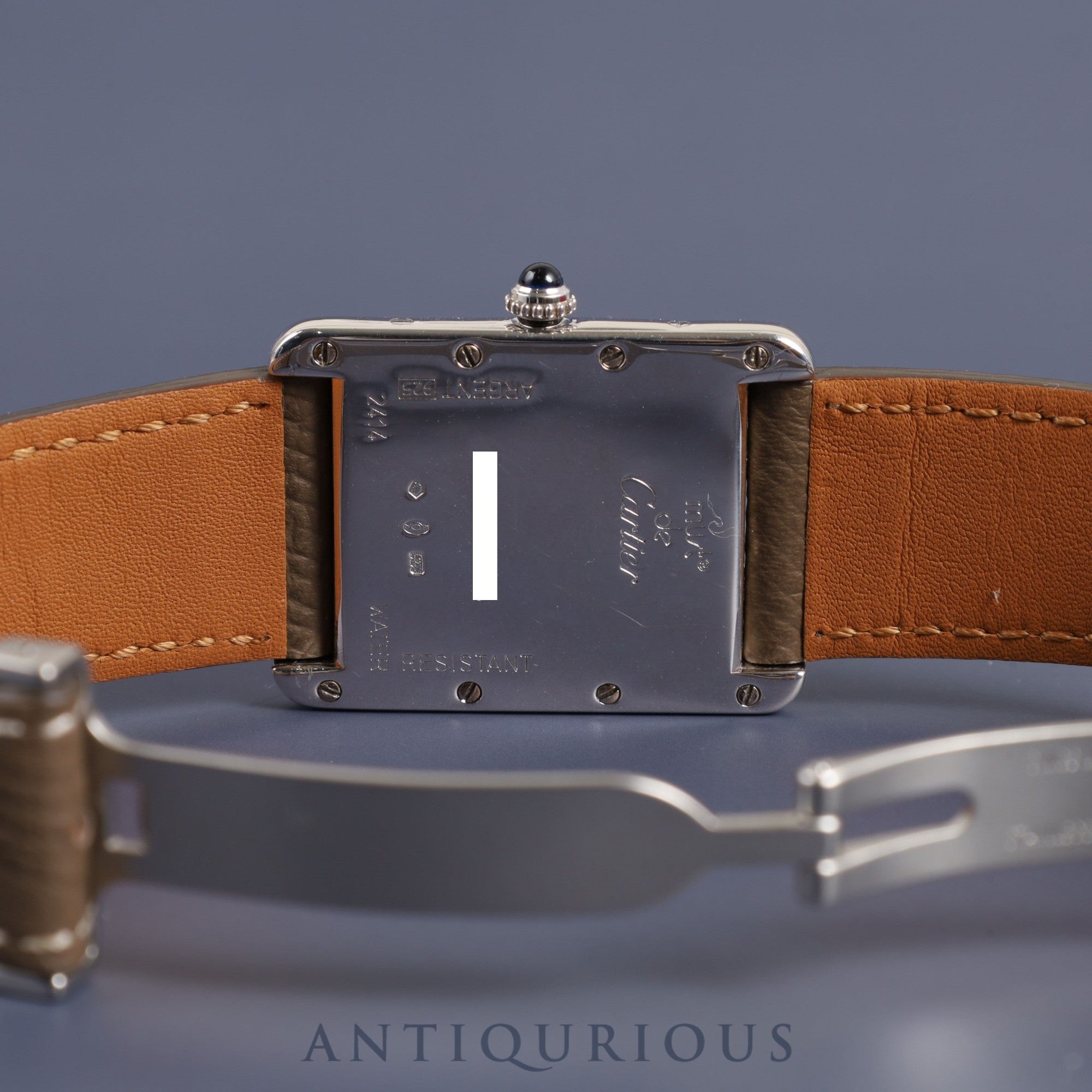Cartier Must Tank GM W1014154 / 2414 Quartz SV925 Leather Genuine Buckle Telephone CC Dial Face Box