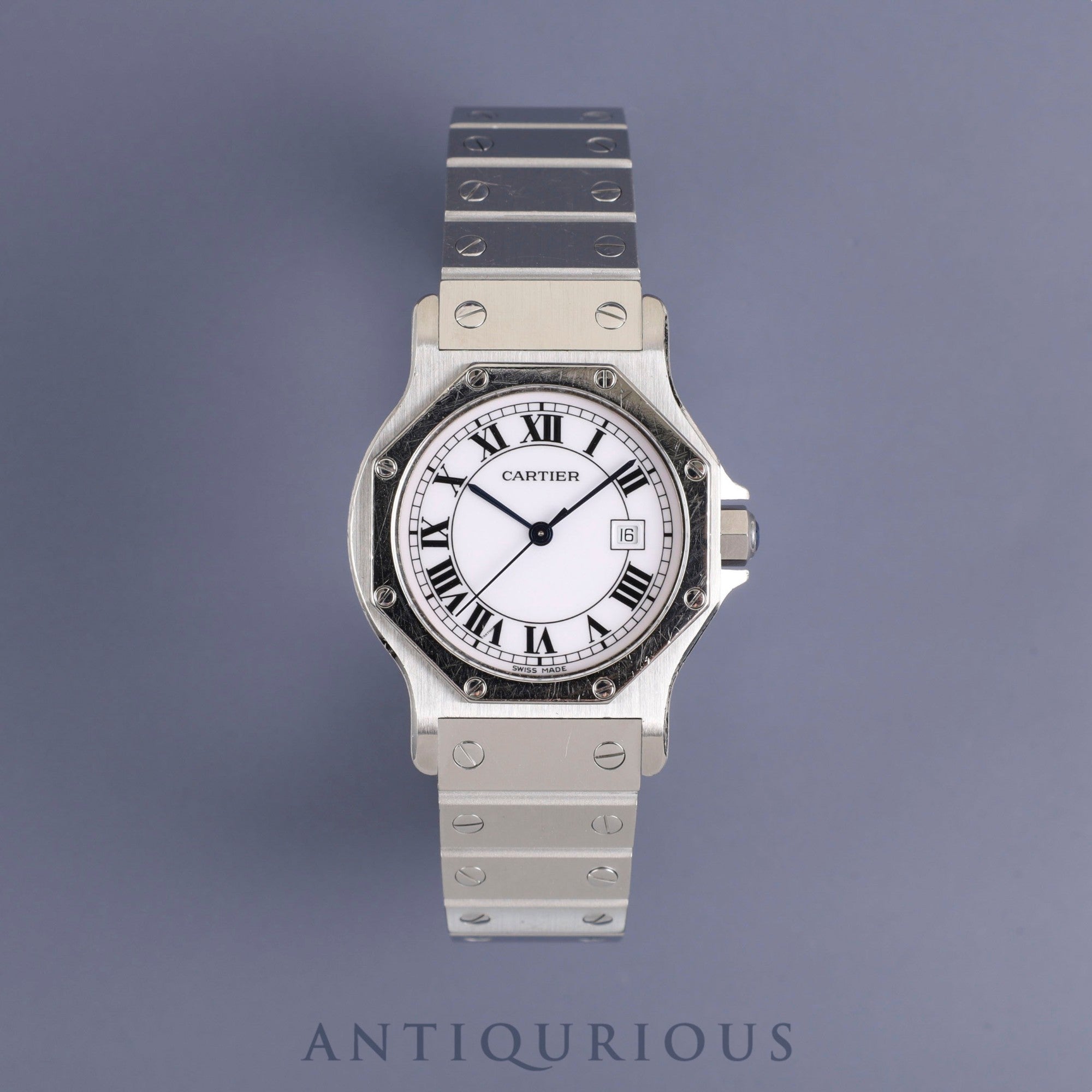 Cartier Santos Octagon LM 2965 Automatic SS SS White Roman dial Box Warranty (no date) Complete service (full maintenance) completed at Cartier boutique