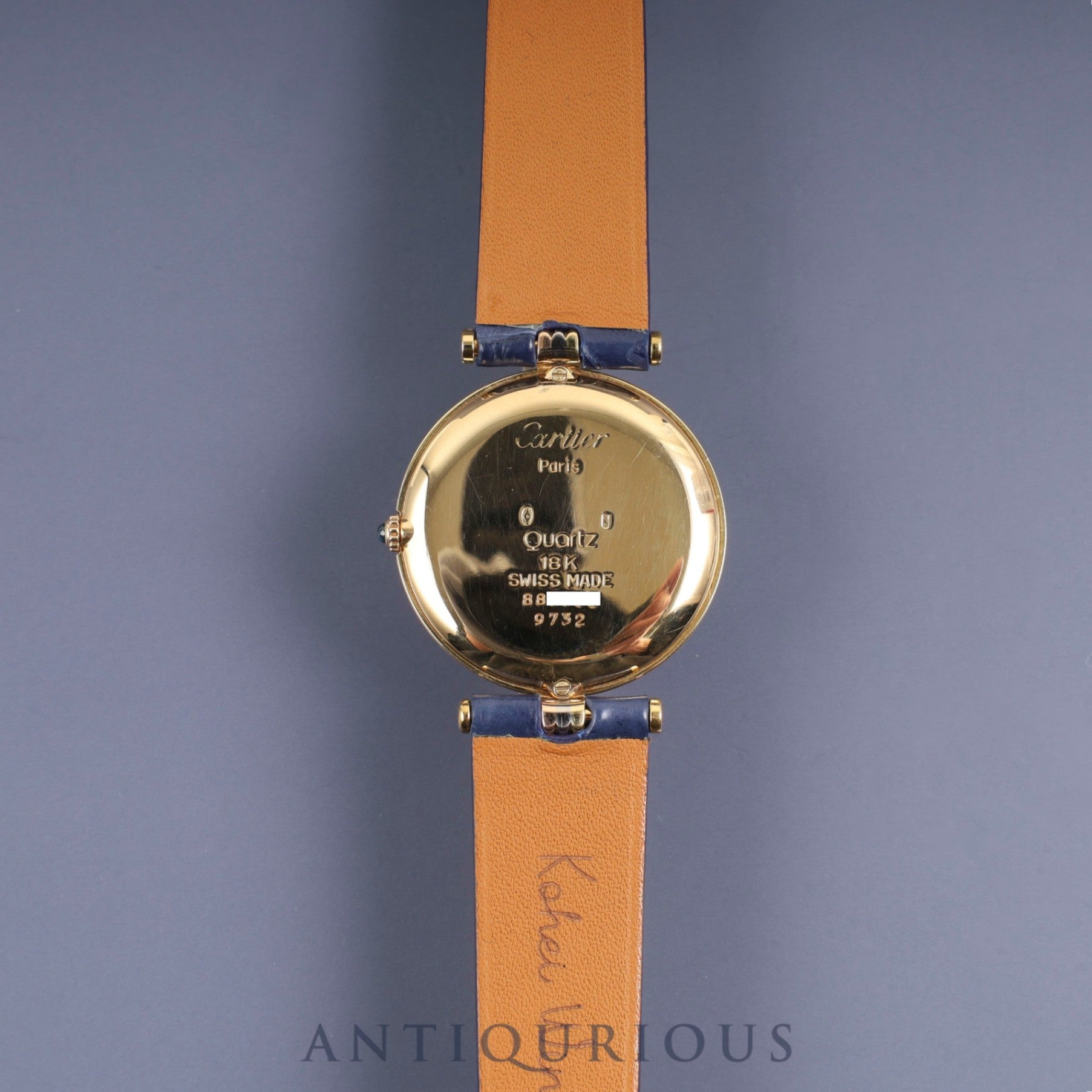 カルティエ ヴァンドーム VLC LM 881003 クォーツ Cal.81 18K 革 純正尾錠(GP)ホワイトローマン文字盤 オーバーホール済み