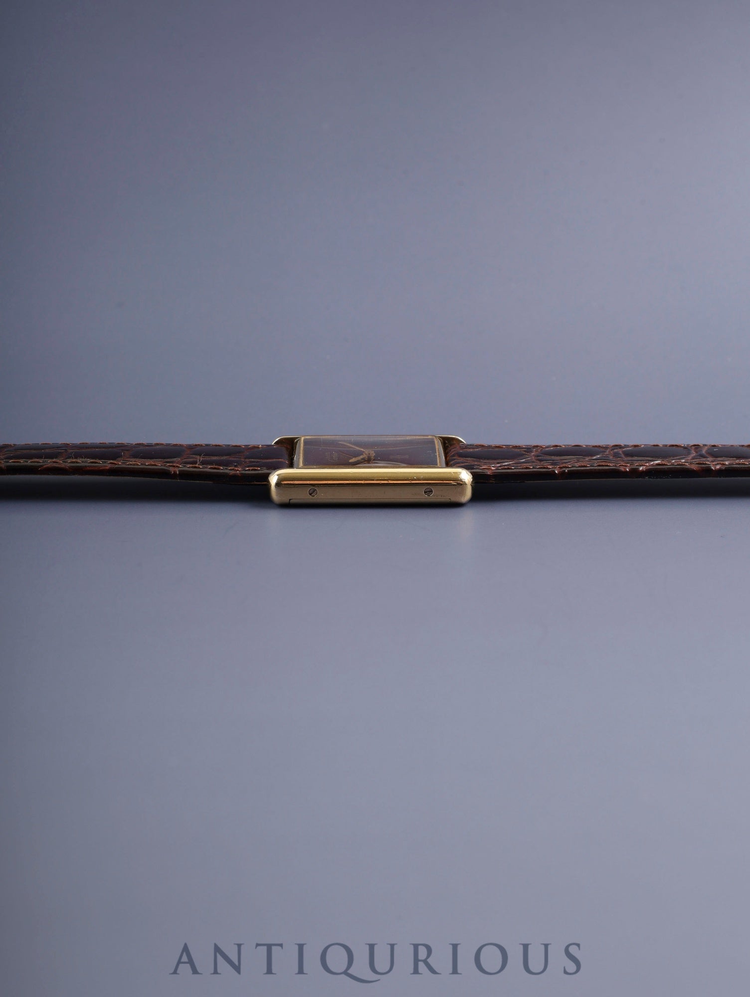 カルティエ マストタンク LM 手巻き Cal.78-1 SV925 革 純正尾錠(GP)マホガニー文字盤(SWISS表記)1976年頃~1980年代初期頃 オーバーホール済み