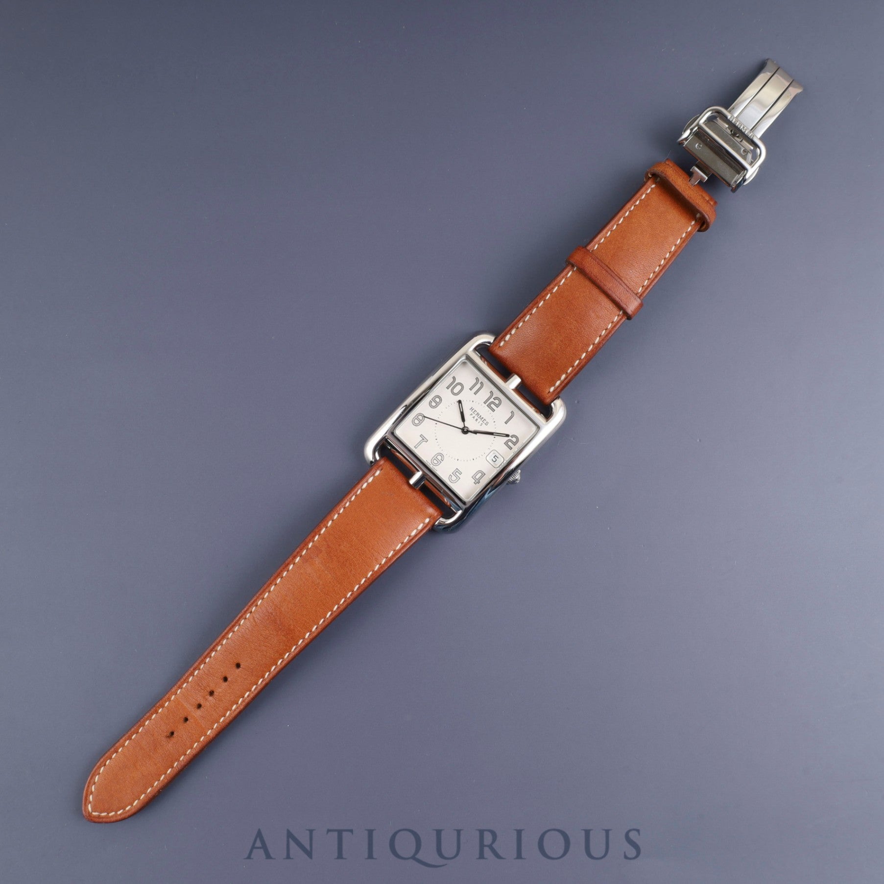 エルメス ケープコッド CC1.810 クォーツ SS 純正革ベルト(□J刻印:2006年、使用感あり)純正バックル(SS) シルバー文字盤 箱 保証書(2007年) オーバーホール済み