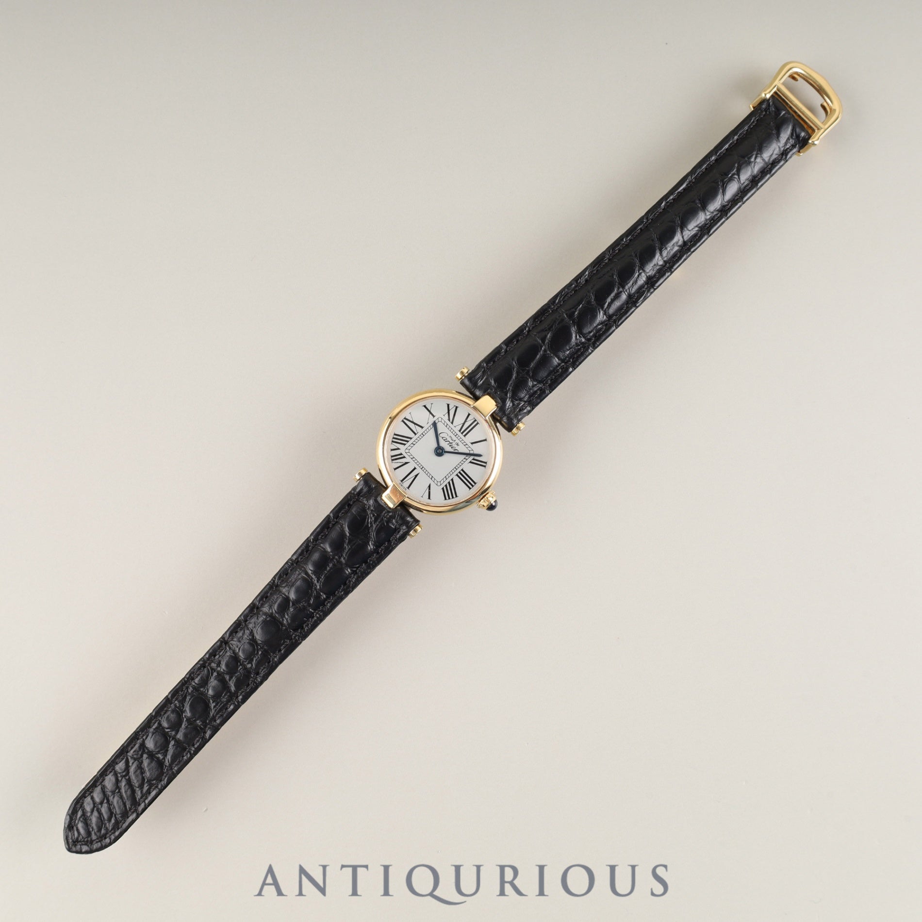 カルティエ マスト ヴァンドーム VLC SM 590004 クォーツ Cal.690 SV925 革 純正Dバックル(GP) オパラン文字盤 オーバーホール済み