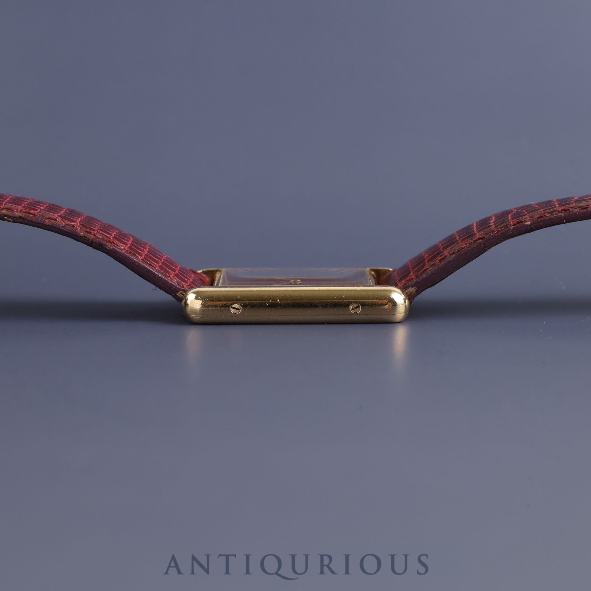 カルティエ マストタンク LM 681006 クォーツ Cal.81 SV925 純正革ベルト 純正尾錠(GP) ボルドー文字盤 箱 冊子 オーバーホール済み