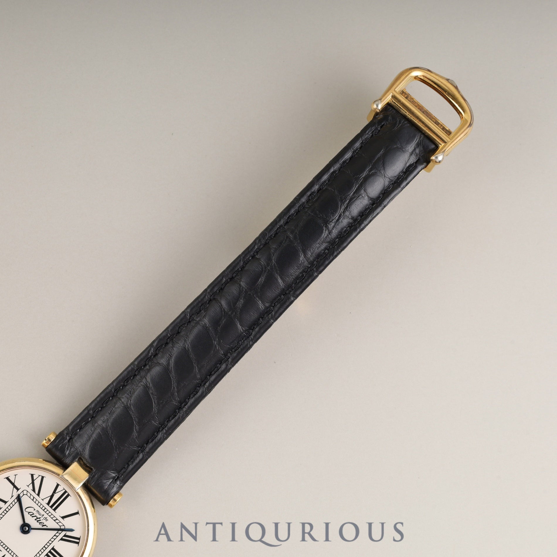 Cartier Must Vendôme VLC SM 590004 Quartz Caliber 90 SV925 Leather Watch with Genuine D-buckle (GP) Opalescent Dial Overhauled