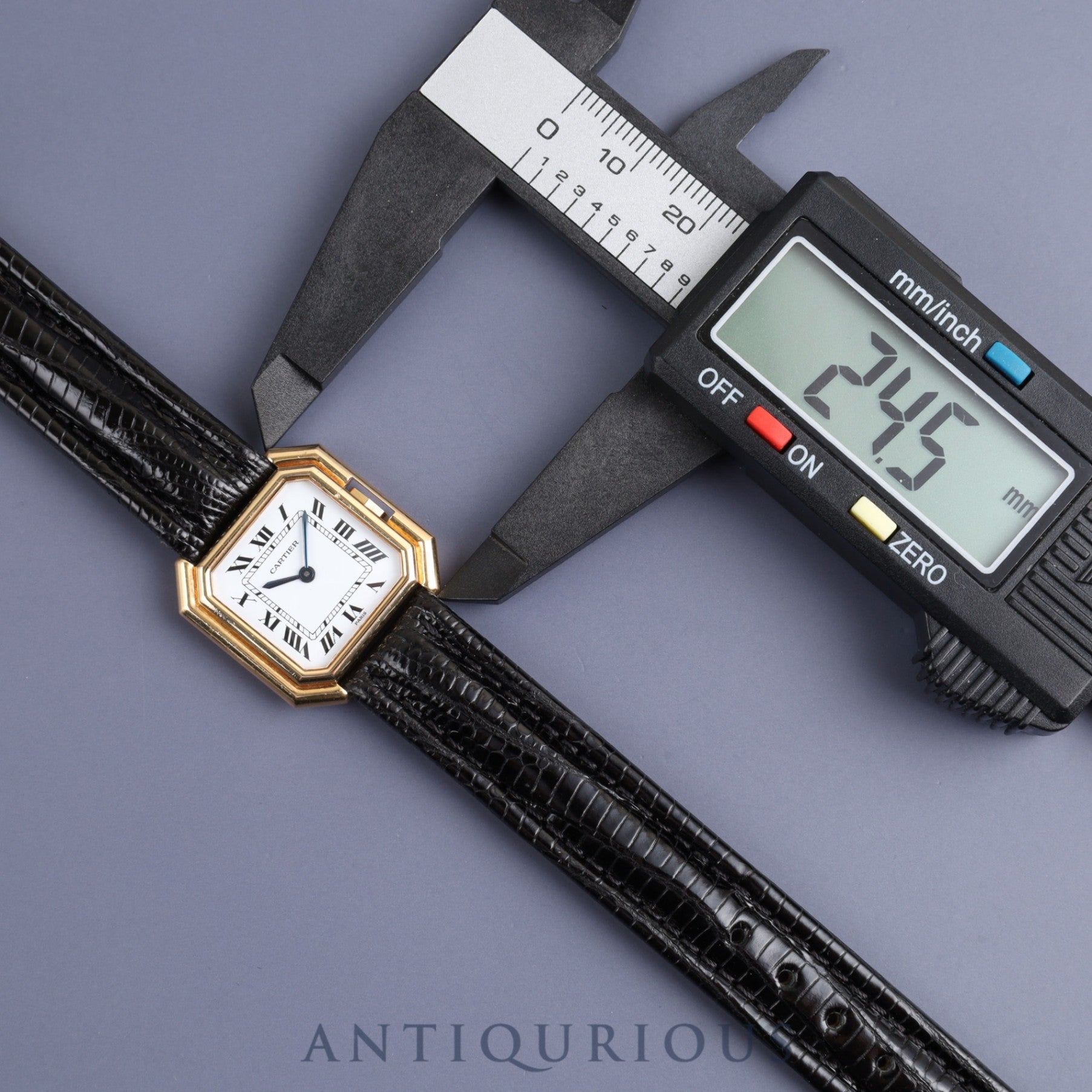 カルティエ サンチュール SM 78100 手巻き Cal.78-1 YG 革 純正尾錠(750YG)ホワイトローマン文字盤 オーバーホール済み