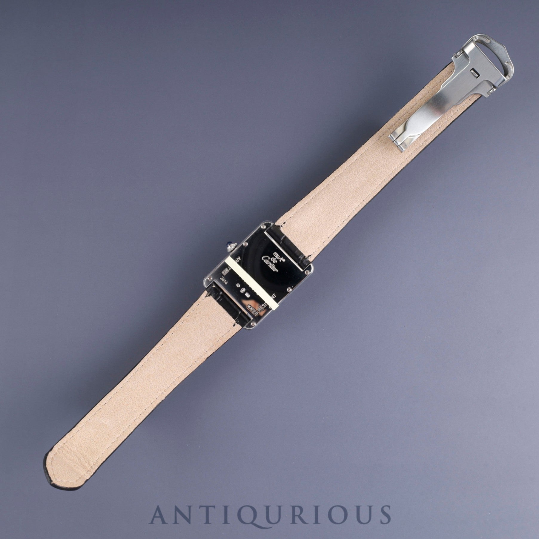 Cartier Must Tank GM (XL) 2414 Quartz Caliber 87 SV925 Leather Strap with Genuine D-Clock Buckle (Stainless Steel) Telephone Arabic Dial Overhauled