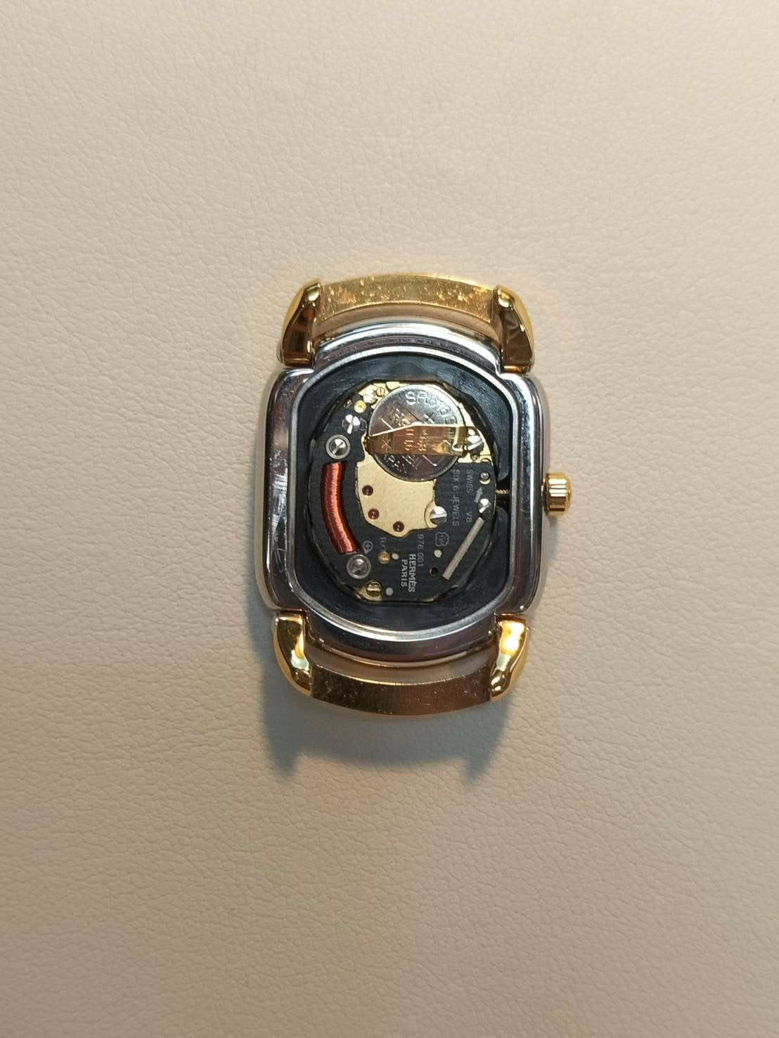 Hermes Rally 77.03 Quartz Cal.976.001 SS/GP SS/GP Ivory Dial Box Booklet Overhauled