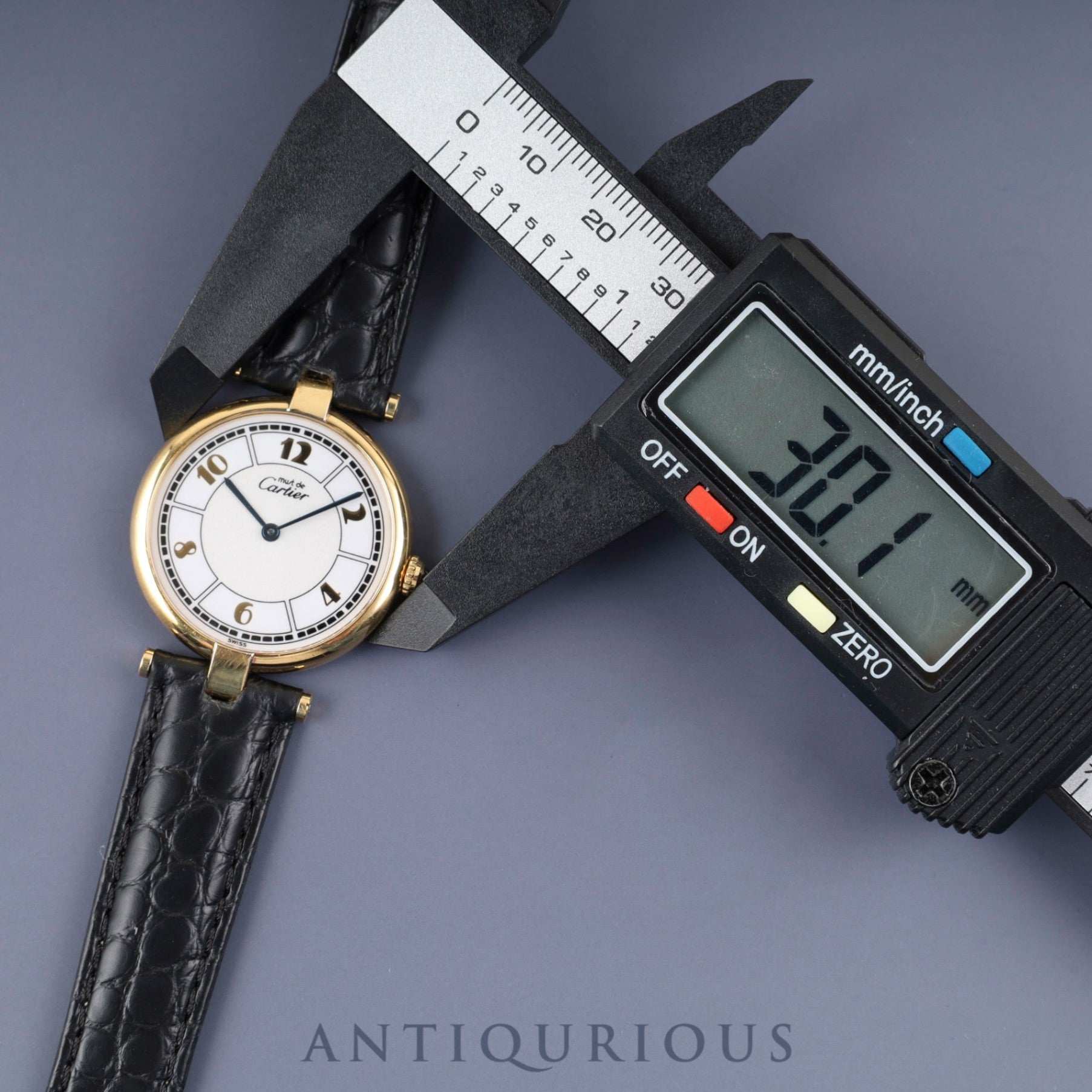 カルティエ マスト ヴァンドーム VLC LM W1009754 / 1861 クォーツ Cal.90 SV925 革 純正Dバックル(GP)飛びアラビア文字盤 オーバーホール済み