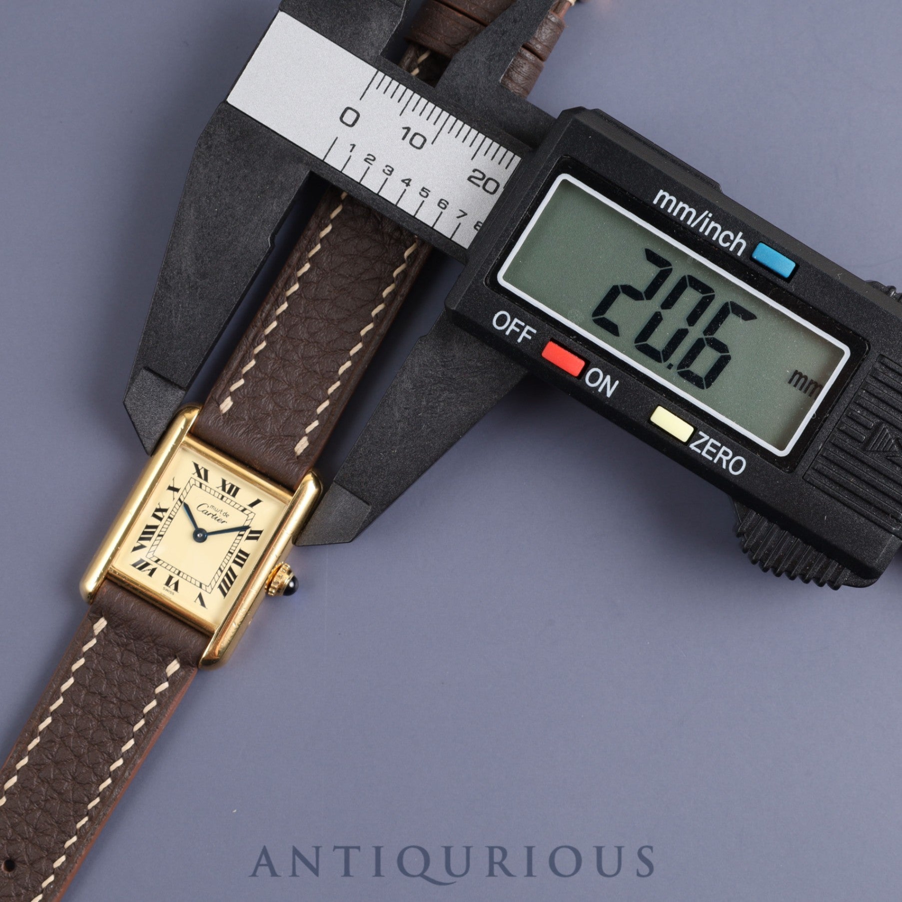 カルティエ マストタンク SM 5057001 クォーツ Cal.057 SV925 革 純正尾錠(GP)アイボリーローマン文字盤オーバーホール済み 新品仕上げ済み