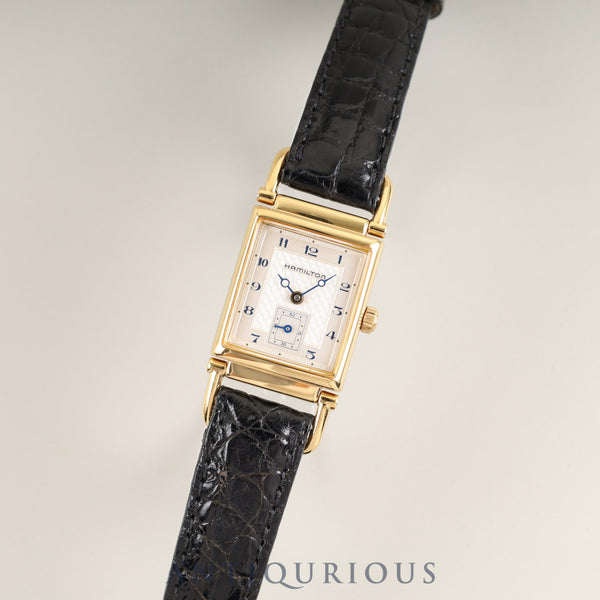 Hamilton Wilshire 6270 Quartz Caliber 980.153 Stainless Steel Watch with Genuine Leather Strap, Aftermarket Buckle (GP), Champagne Gold Dial, Overhauled