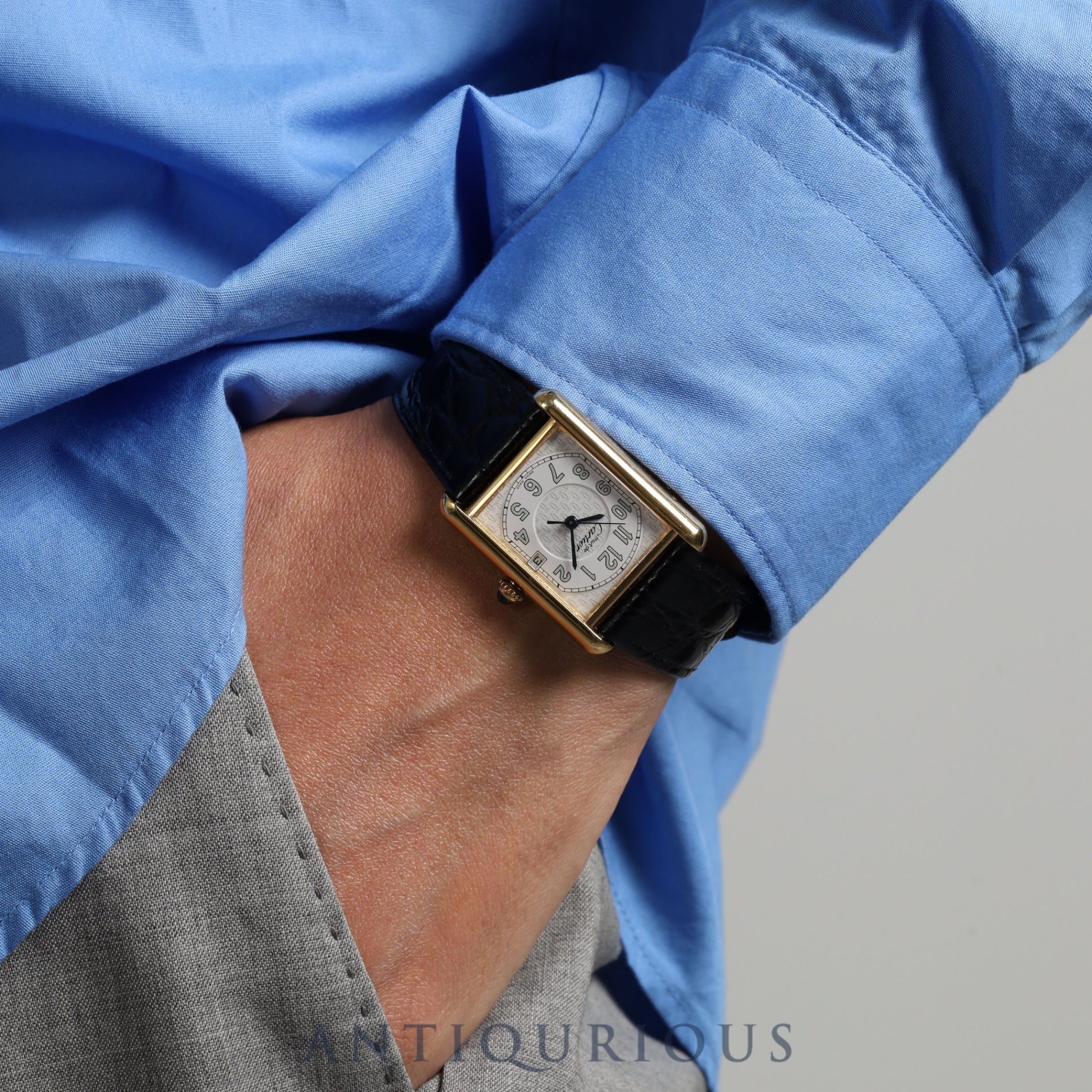 Cartier Must Tank GM (XL) Date W1013954 / 2413 Quartz Cal.87 SV925 Genuine Buckle (GP) Telephone CC Dial Dial Overhauled