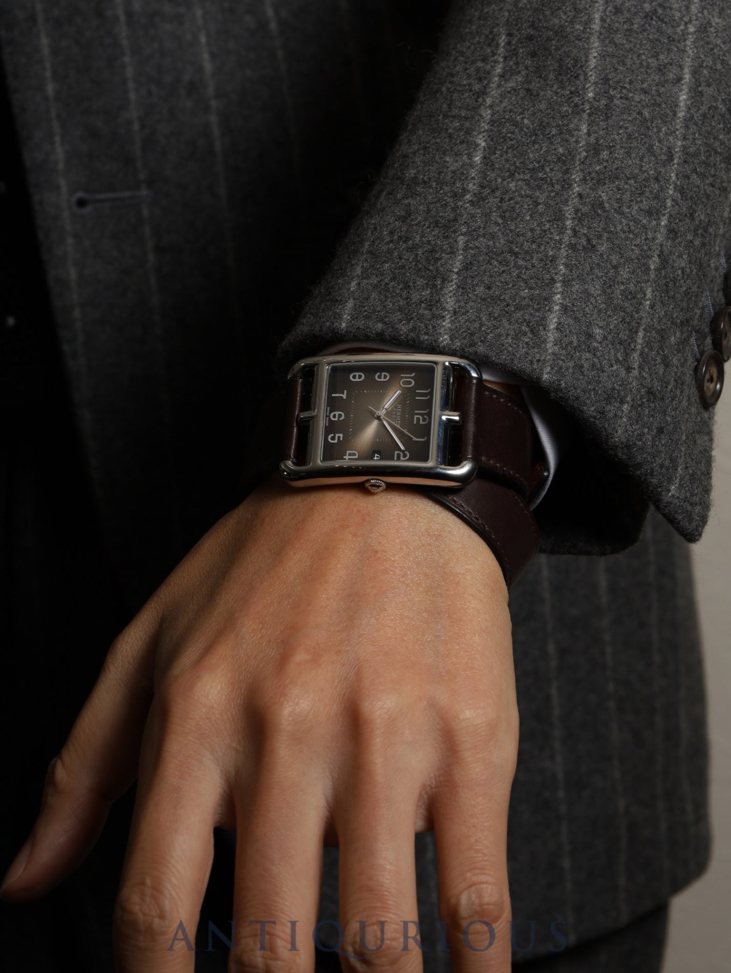 エルメス ケープコッド CC1.810 クォーツ Cal.E64111 SS 純正革ベルト 純正尾錠(SS)ダークブラウンアラビア文字盤 箱 冊子 オーバーホール済み