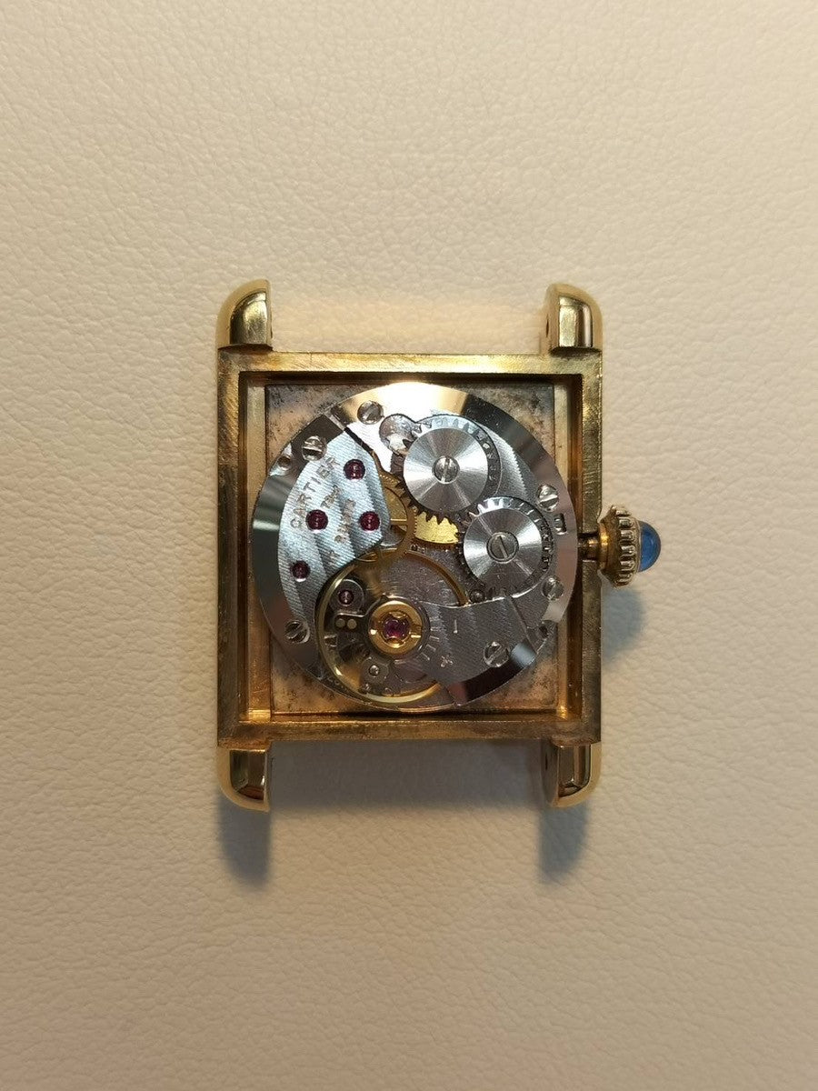 カルティエ マストタンク SM 82975613 手巻き Cal.78-1 革 純正尾錠(GP) ガーネットダイアル ボルドー文字盤(SWISS表記) 箱 保証書(1981年)オーバーホール済み