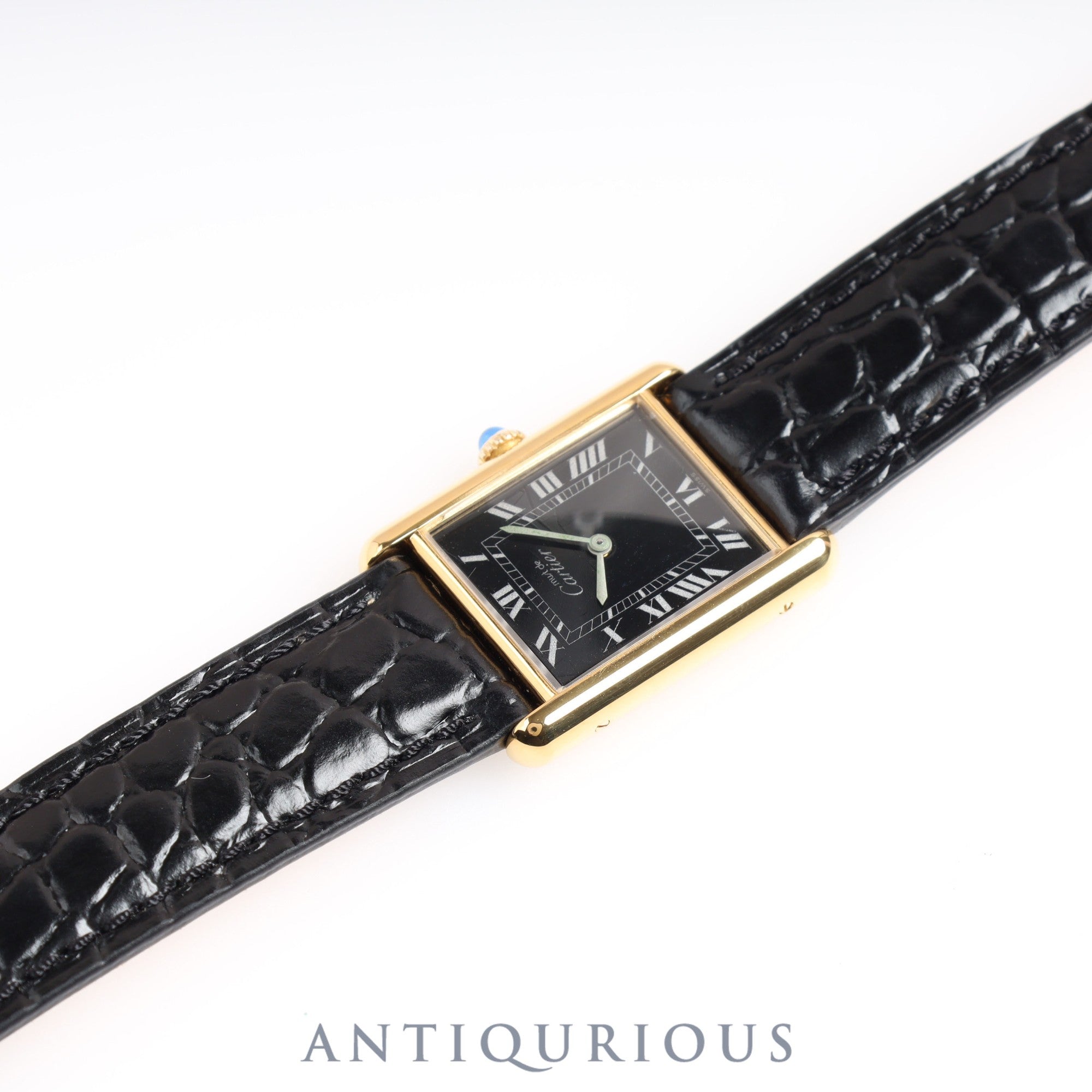 Cartier Must Tank LM Manual Winding Black Roman Dial Box Card (1984)
