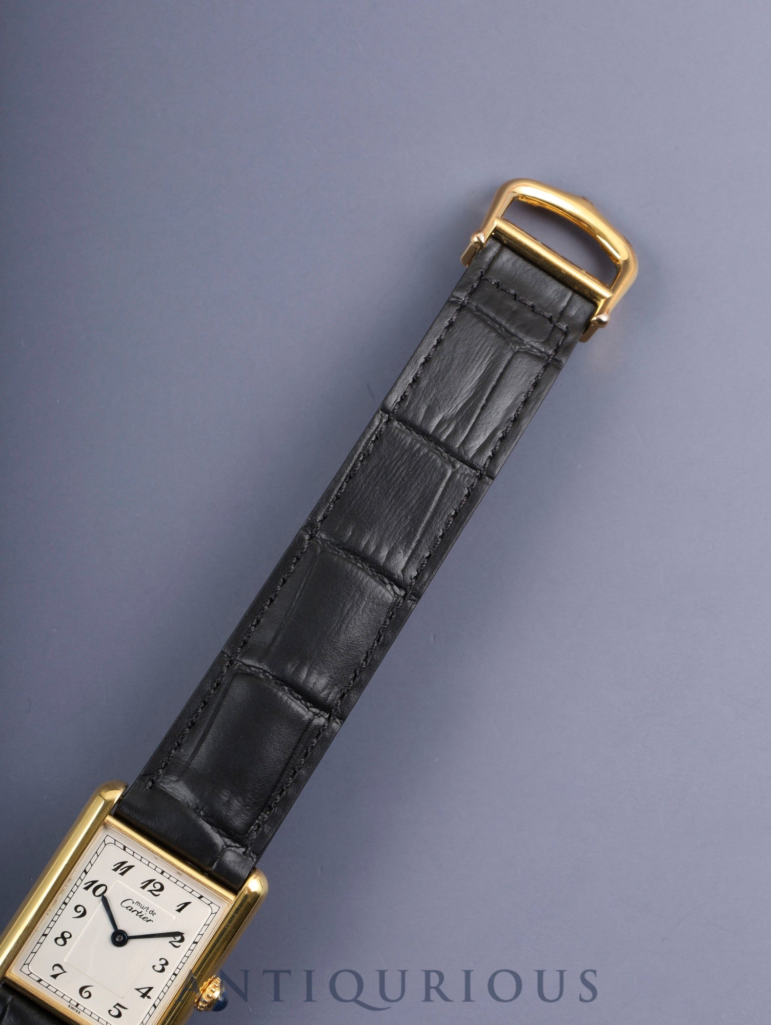 カルティエ マストタンク LM 590005 クォーツ Cal.90 SV925 革 純正Dバックル(GP) アラビア文字盤(SWISS表記) オーバーホール済み 新品仕上げ済み