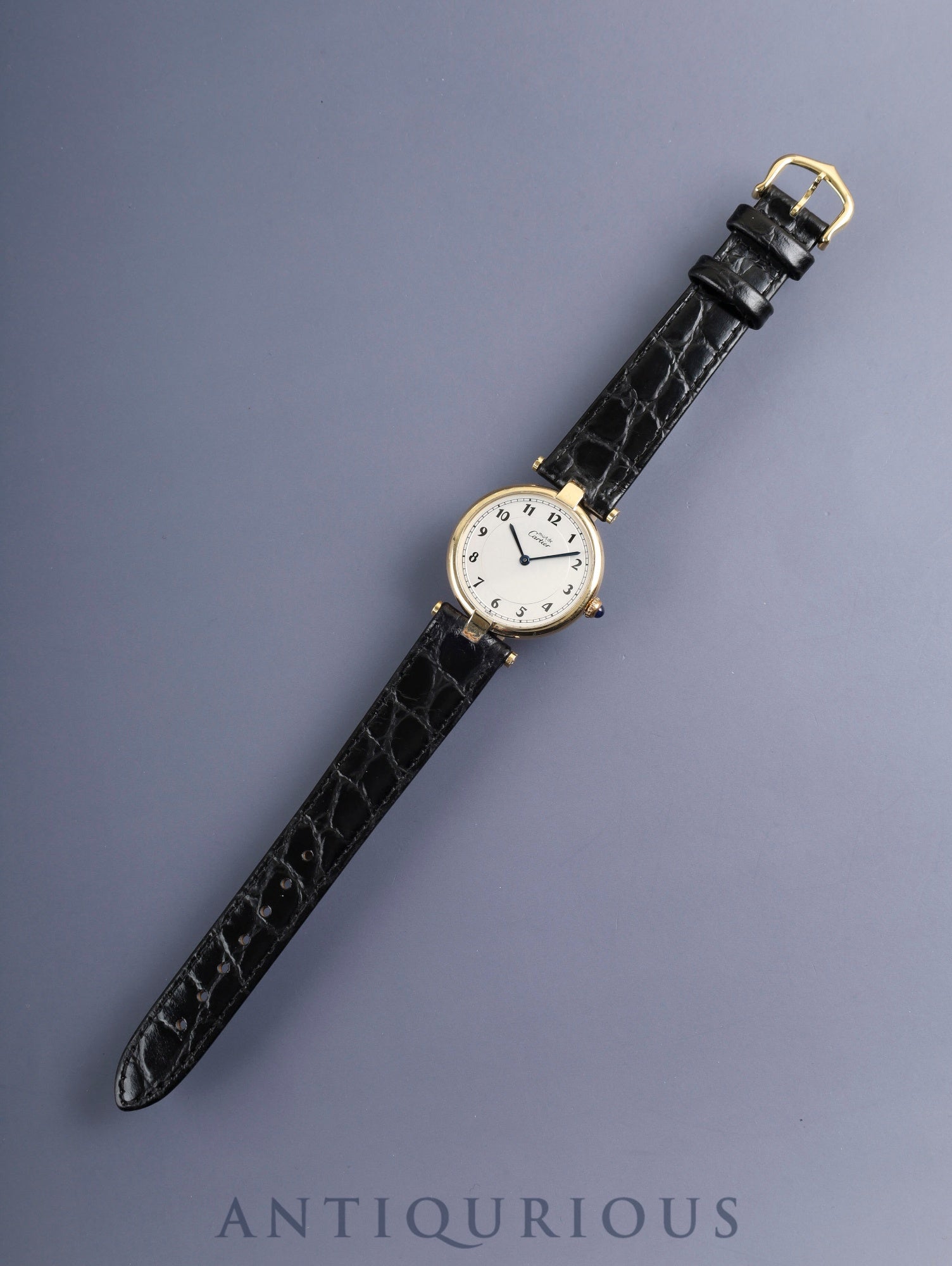 カルティエ マスト ヴァンドーム VLC LM 17 クォーツ SV925 革 純正ピンバックル(GP)アラビア文字盤 カルティエブティックにてコンプリートサービス済み