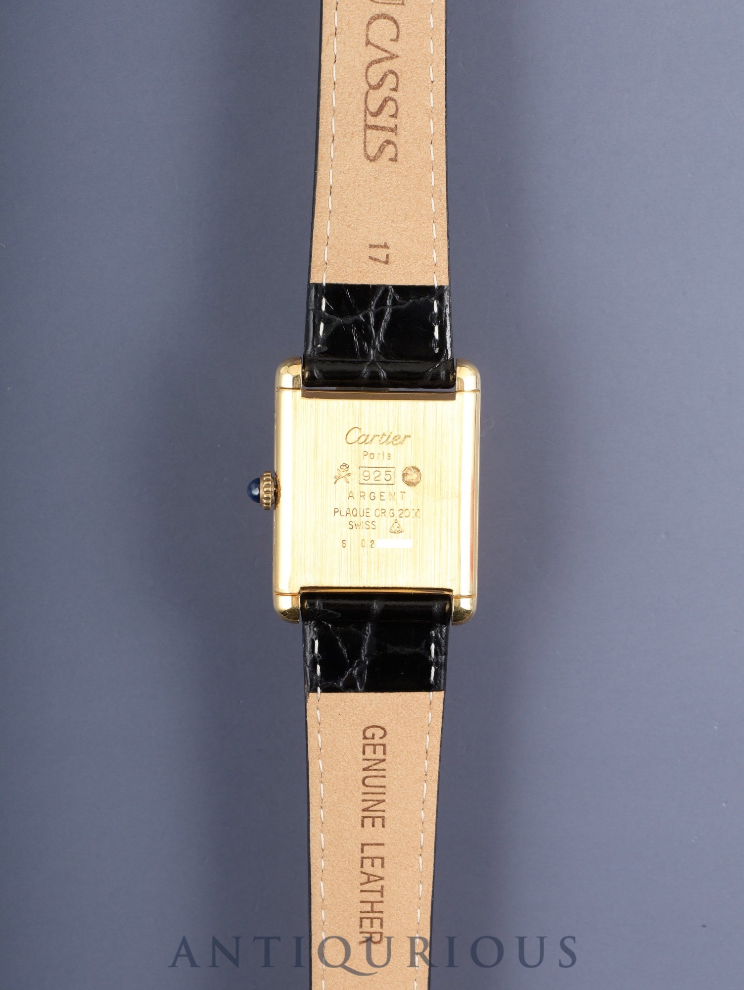 Cartier Must Tank LM, manual winding, Cal. 78-1, SV925, leather, genuine buckle (GP), ivory Roman dial, circa 1976-1981, overhauled and refinished to new condition.