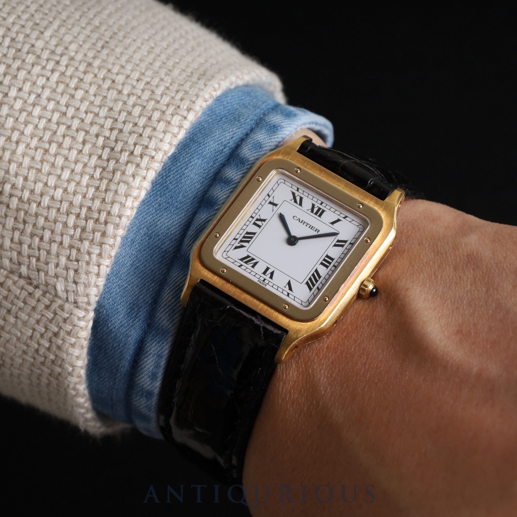 Cartier Santos-Dumont LM 9606 Manual winding Cal.21 750 Leather Genuine buckle (GP) White Roman dial Overhauled