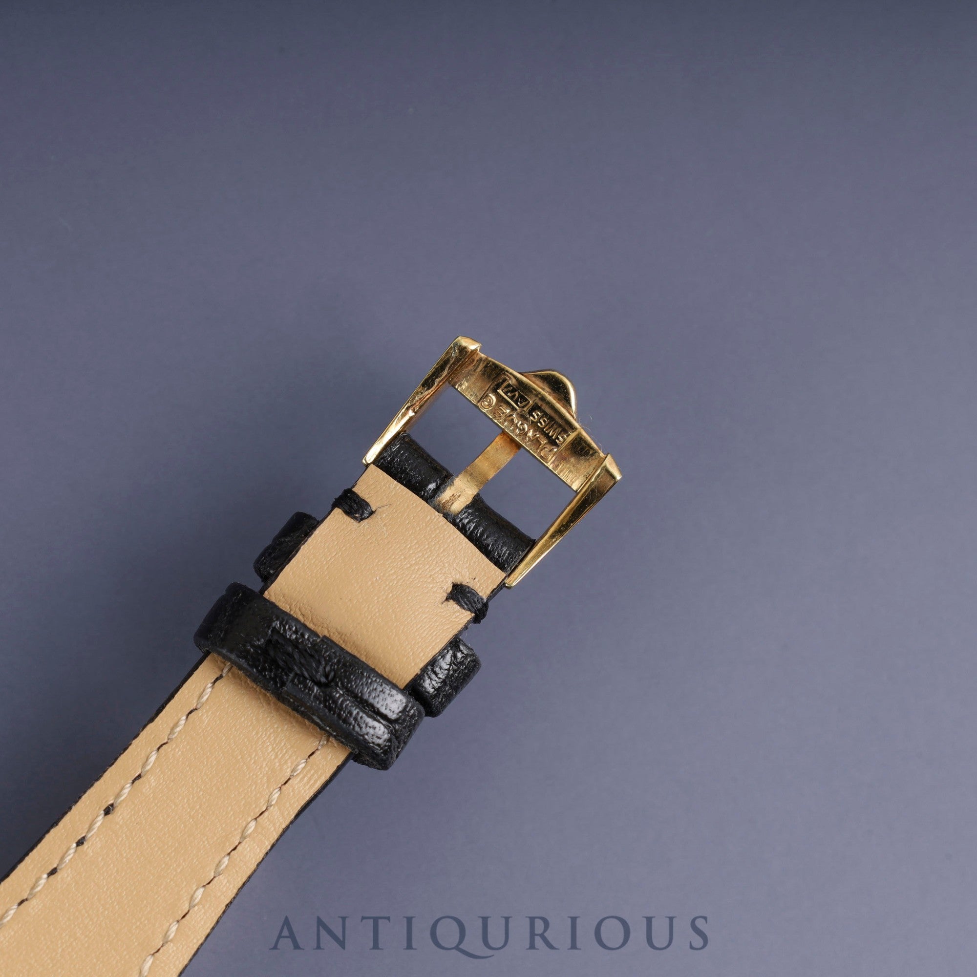 ジャガー・ルクルト スクエアケース 6141.21 手巻き 750 革 純正尾錠(GP)オニキス文字盤 オーバーホール済み