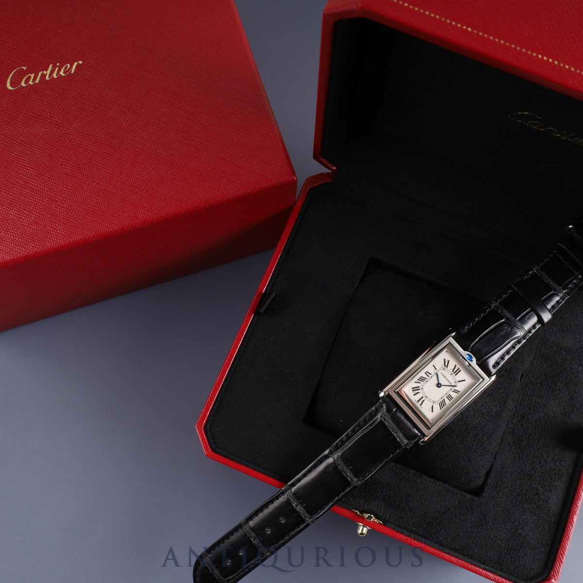 Cartier Tank Basculante LM W10X1358 / 2390 Manual winding SS Leather Genuine buckle (SS) Silver Roman dial Box Complete service (full maintenance) completed at Cartier boutique