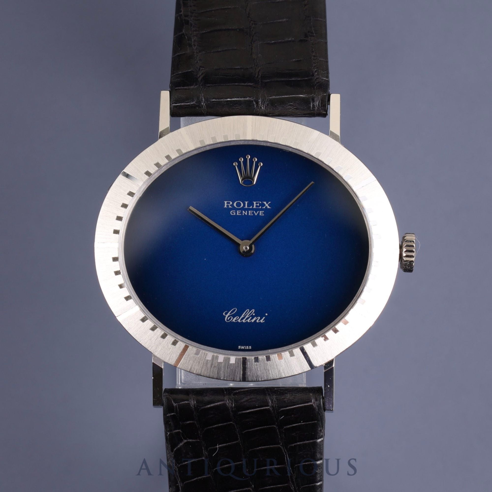 Rolex Cellini 4083 Manual winding Cal.1601 750 Leather Genuine buckle (SS) Blue gradient dial No. 43 (1975) Overhauled