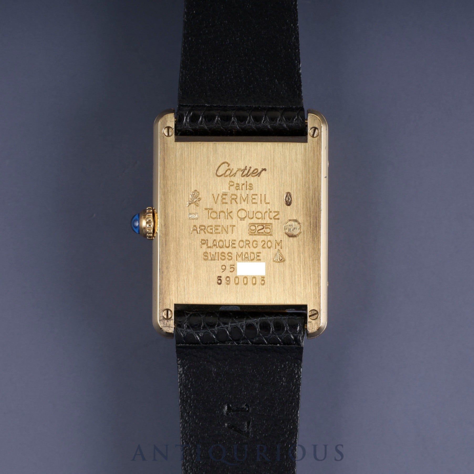 Cartier Must Tank LM W1005654 / 590005 Quartz Cal.690 SV925 Leather Genuine Buckle (GP) Opalan Dial Overhauled