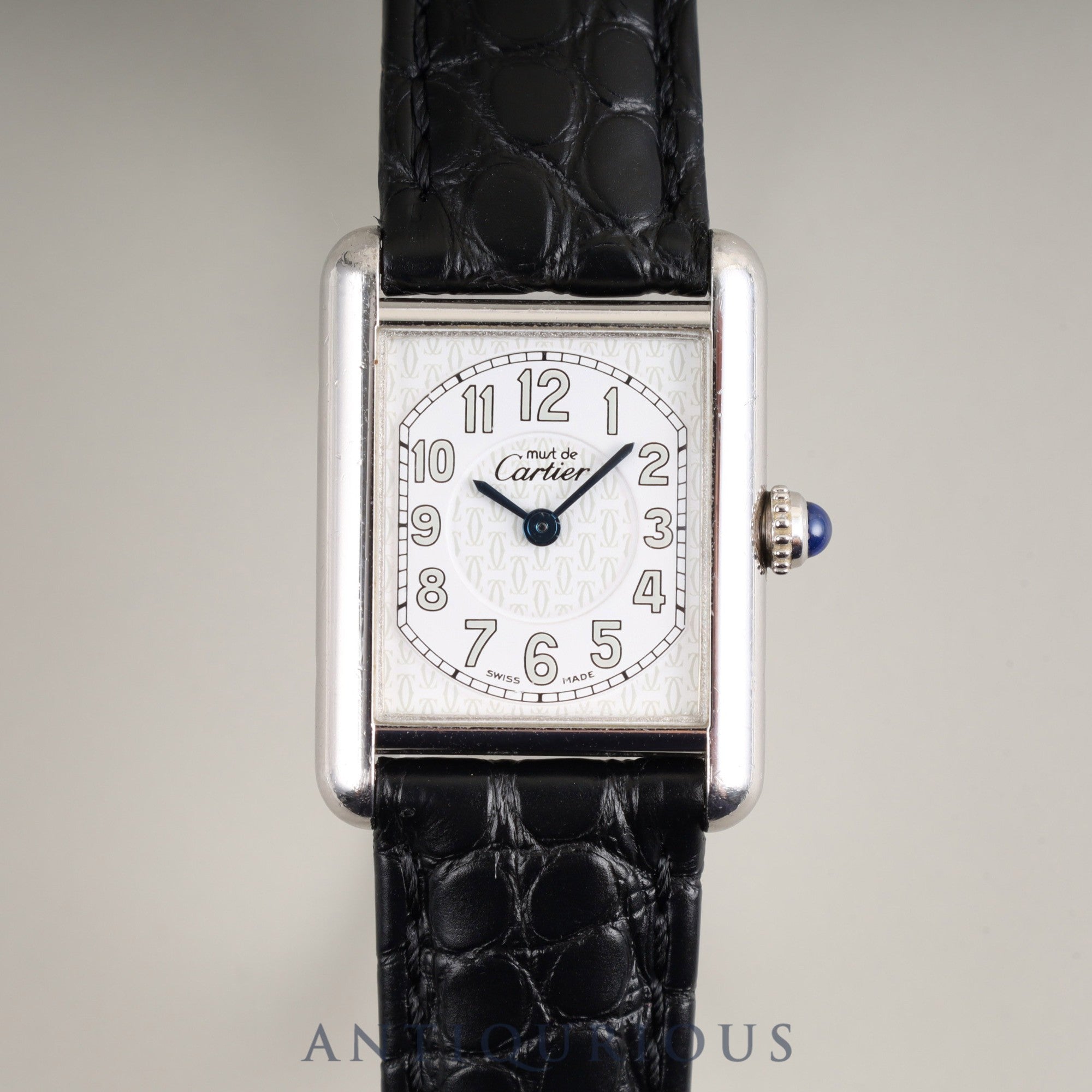 カルティエ マストタンク MM 2416 クォーツ Cal.057 SV925 革 純正Dバックル(SS) テレフォンCC文字盤 オーバーホール済み