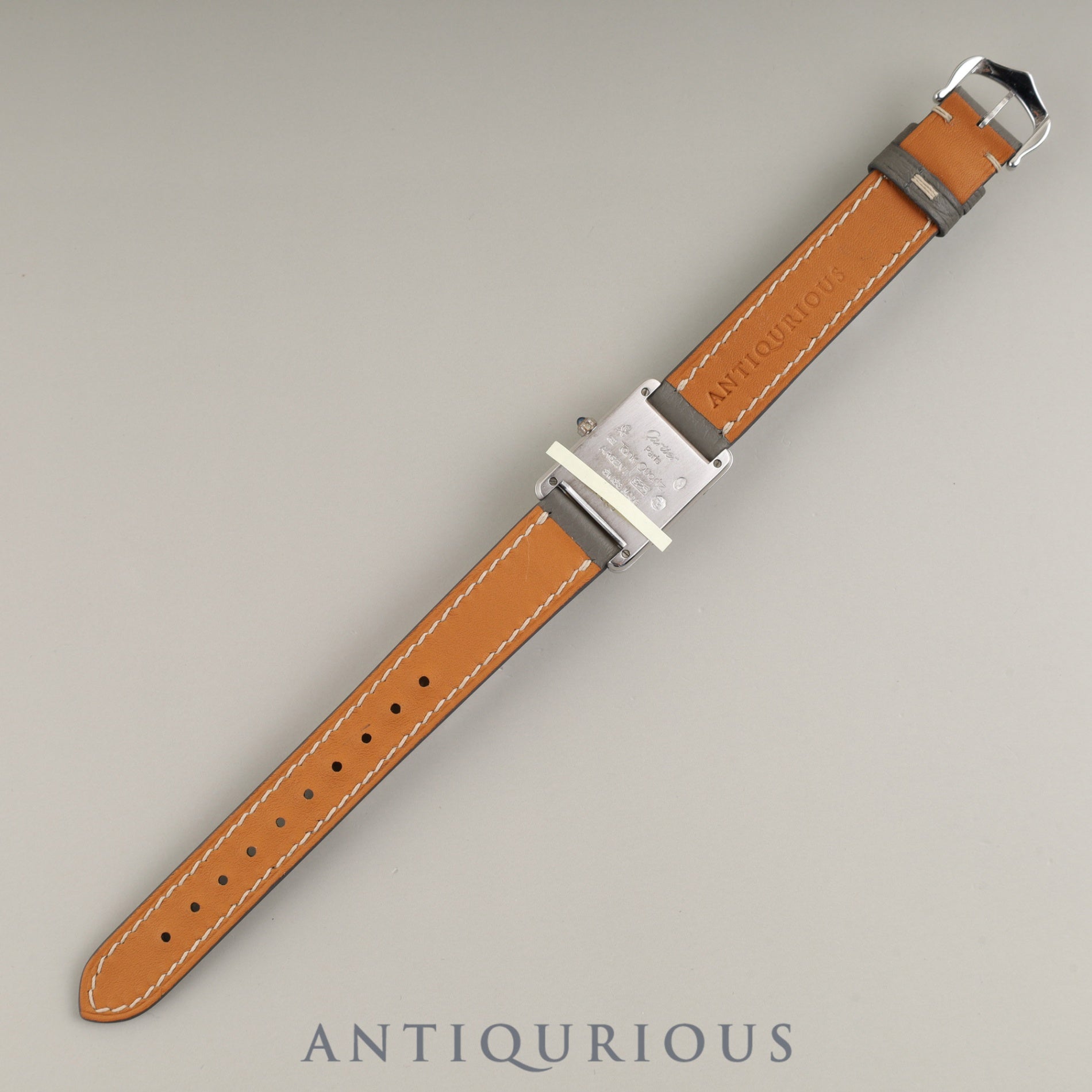 Cartier Must Tank SM 666001 Quartz Caliber 157 SV925 Leather Strap with Genuine Stainless Steel Buckle, White Roman Dial, Booklet, Warranty Card (1996), Overhauled and Finished to Like New