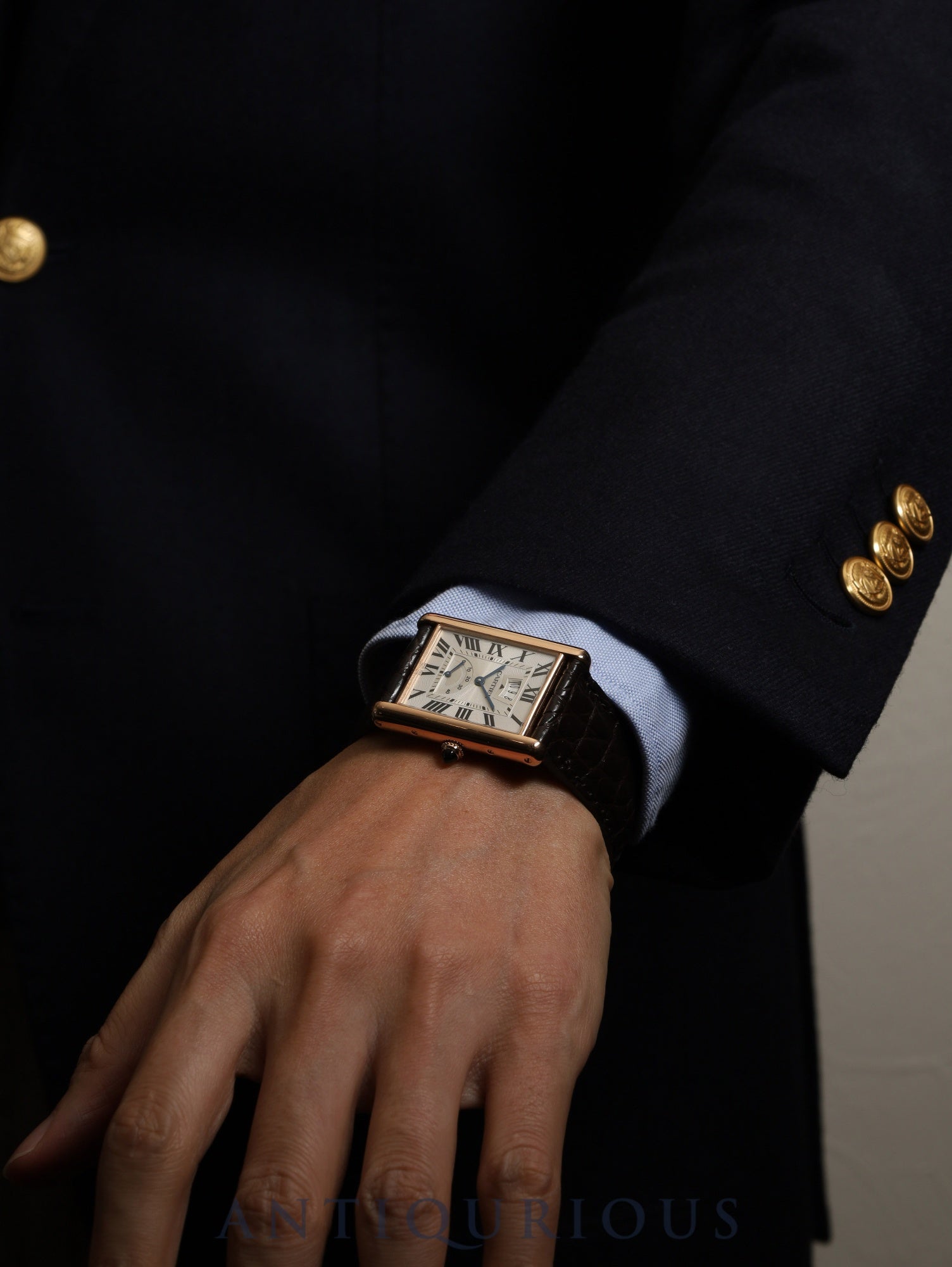 カルティエ タンクルイカルティエ XL W1560003 / 3185 自動巻き Cal.9753MC AU750(PG) 革 純正Dバックル(AU750)PG シルバーギョーシェ文字盤 箱 保証書(2017年) オーバーホール済み