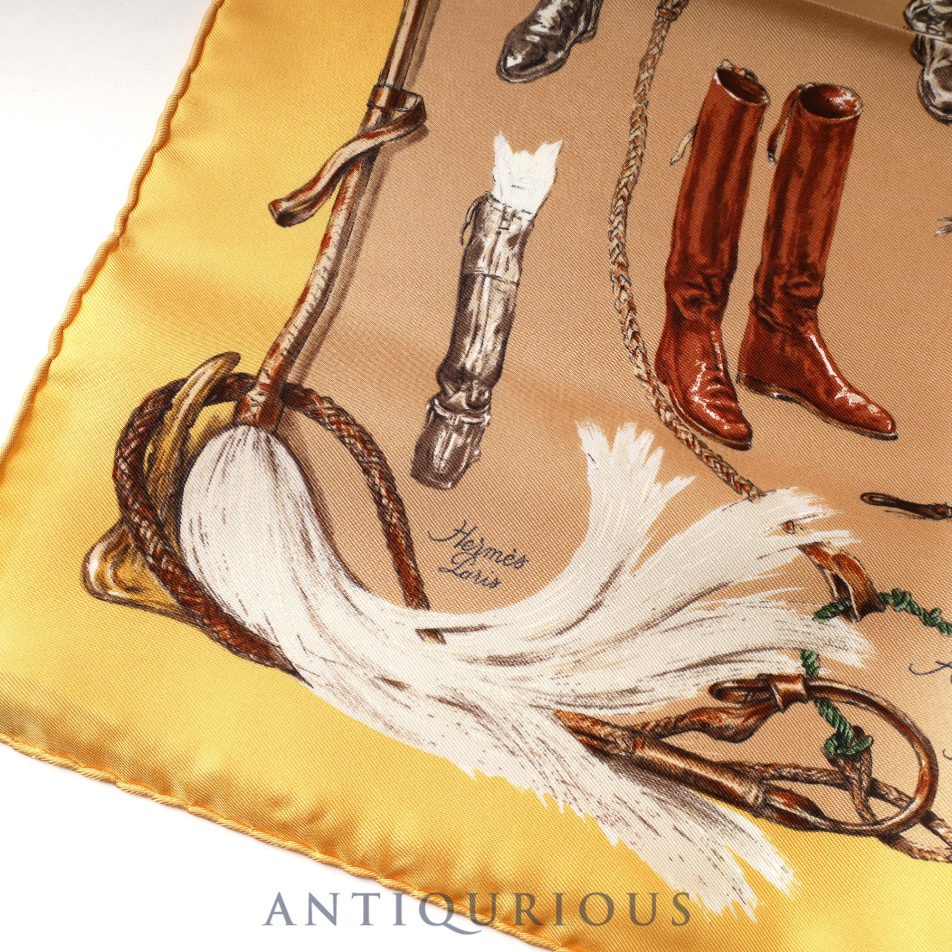 エルメス スカーフ カレ45 A PROPOS DE BOTTES ブーツ柄 SILK100% 箱 カード